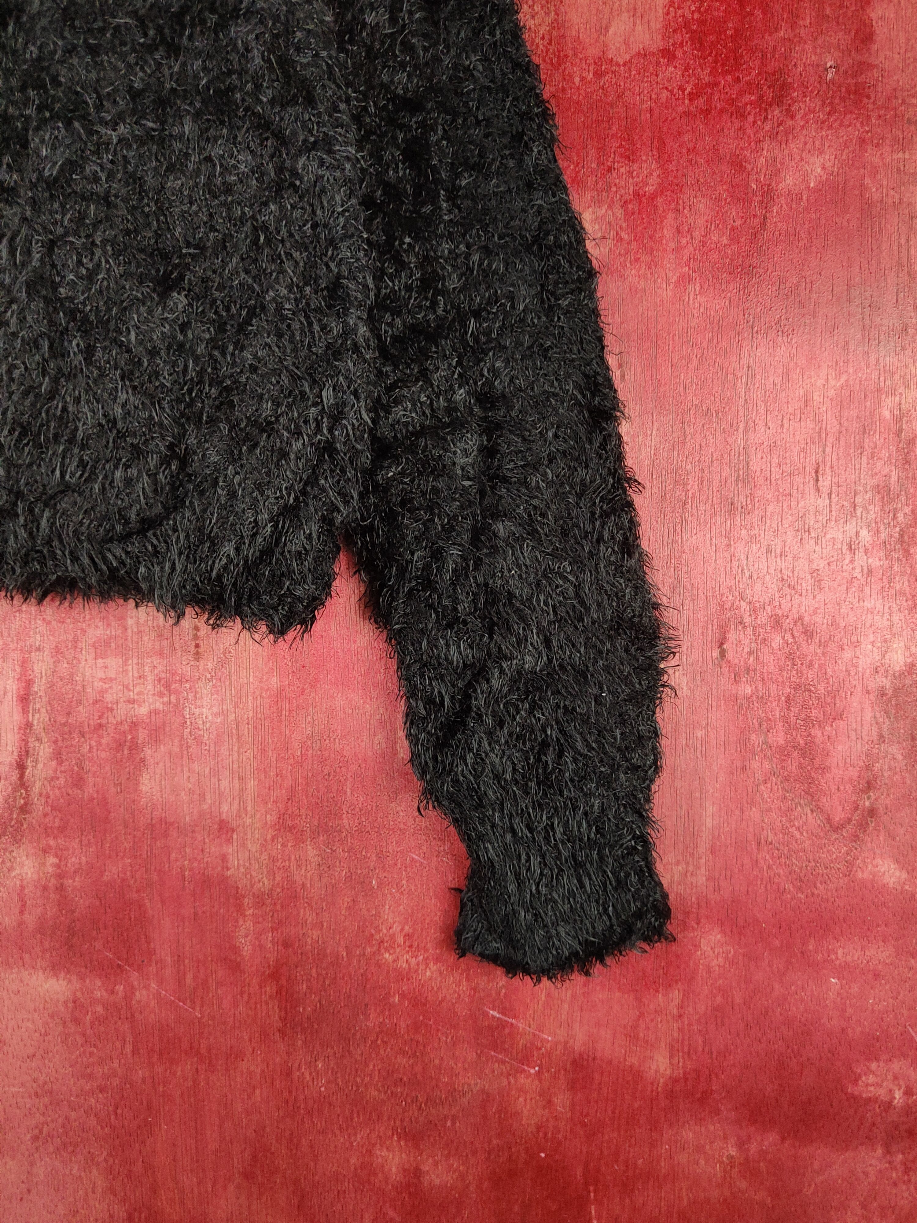GU GU Black Shag Shaggy Fur Mohair Knitwear #S2171 Size L / US 10 / IT 46 - 6 Thumbnail