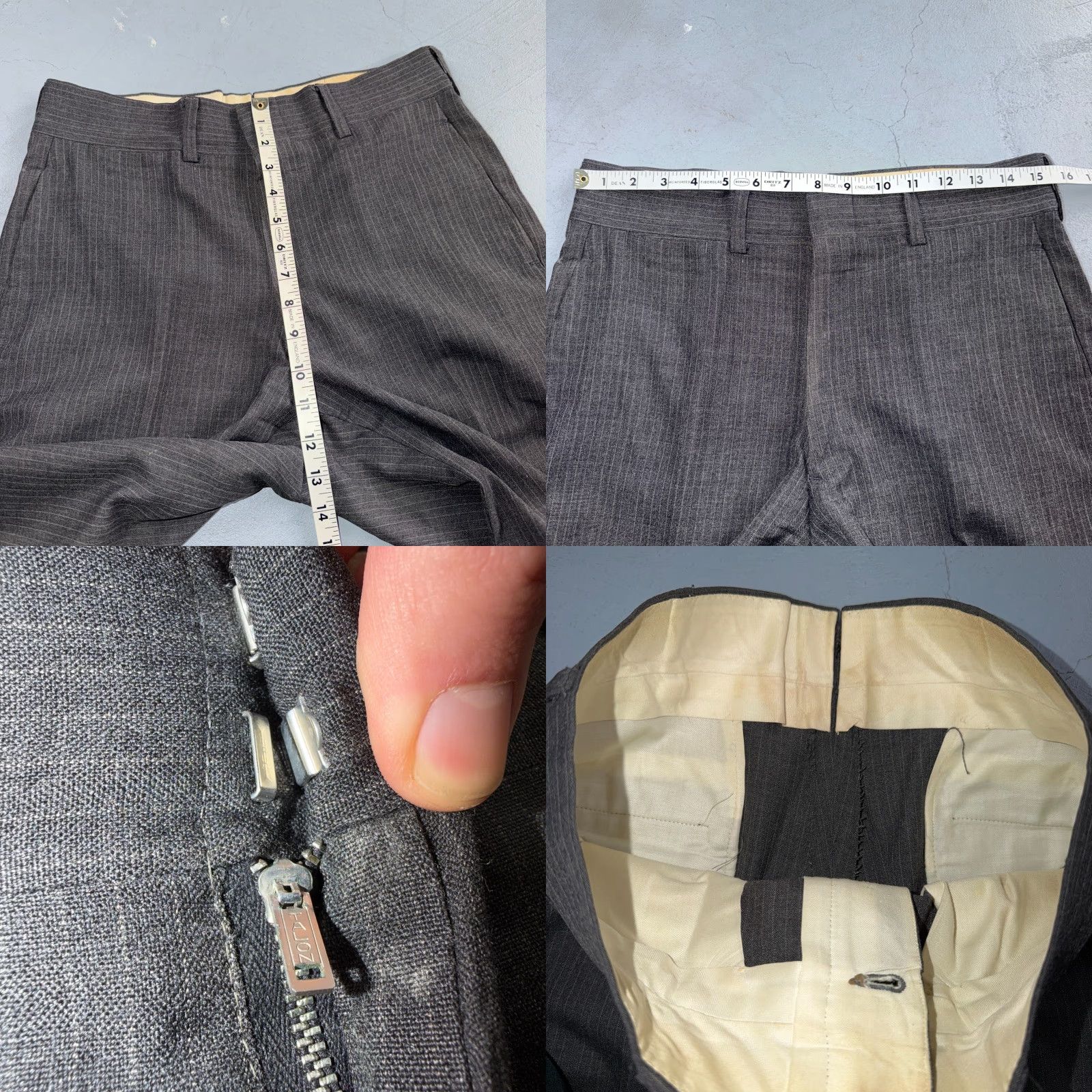 Vintage 1960s 1950s VTG Mens 2 PC Suit 38 Jacket Coat Pants Gray Union Wool Rockabilly Size 38R - 8 Thumbnail