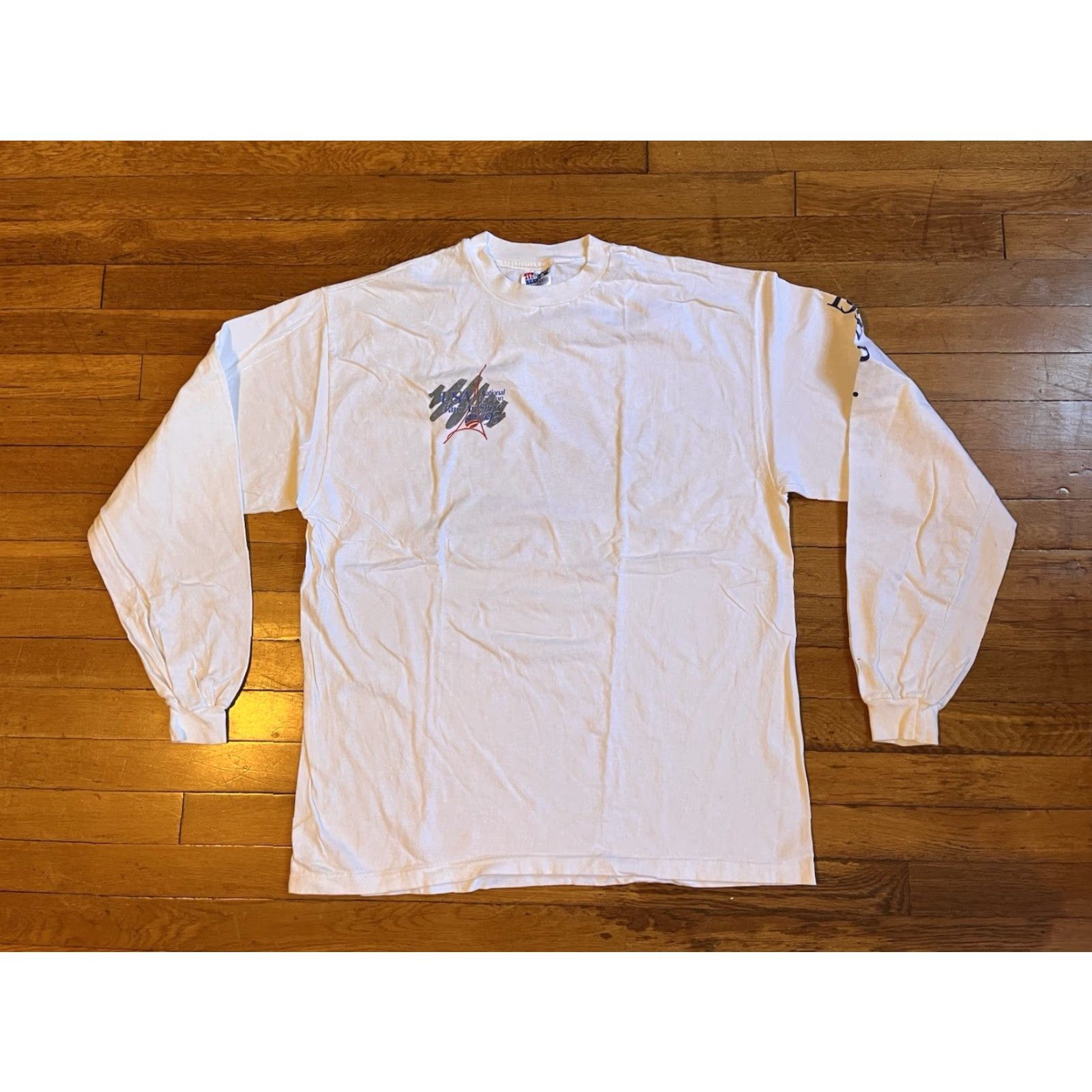 Hanes VINTAGE 1993 Paris Air Show USA Pavilion Long Sleeve Shirt Men’s XL White 90s Size US XL / EU 56 / 4 - 3 Thumbnail