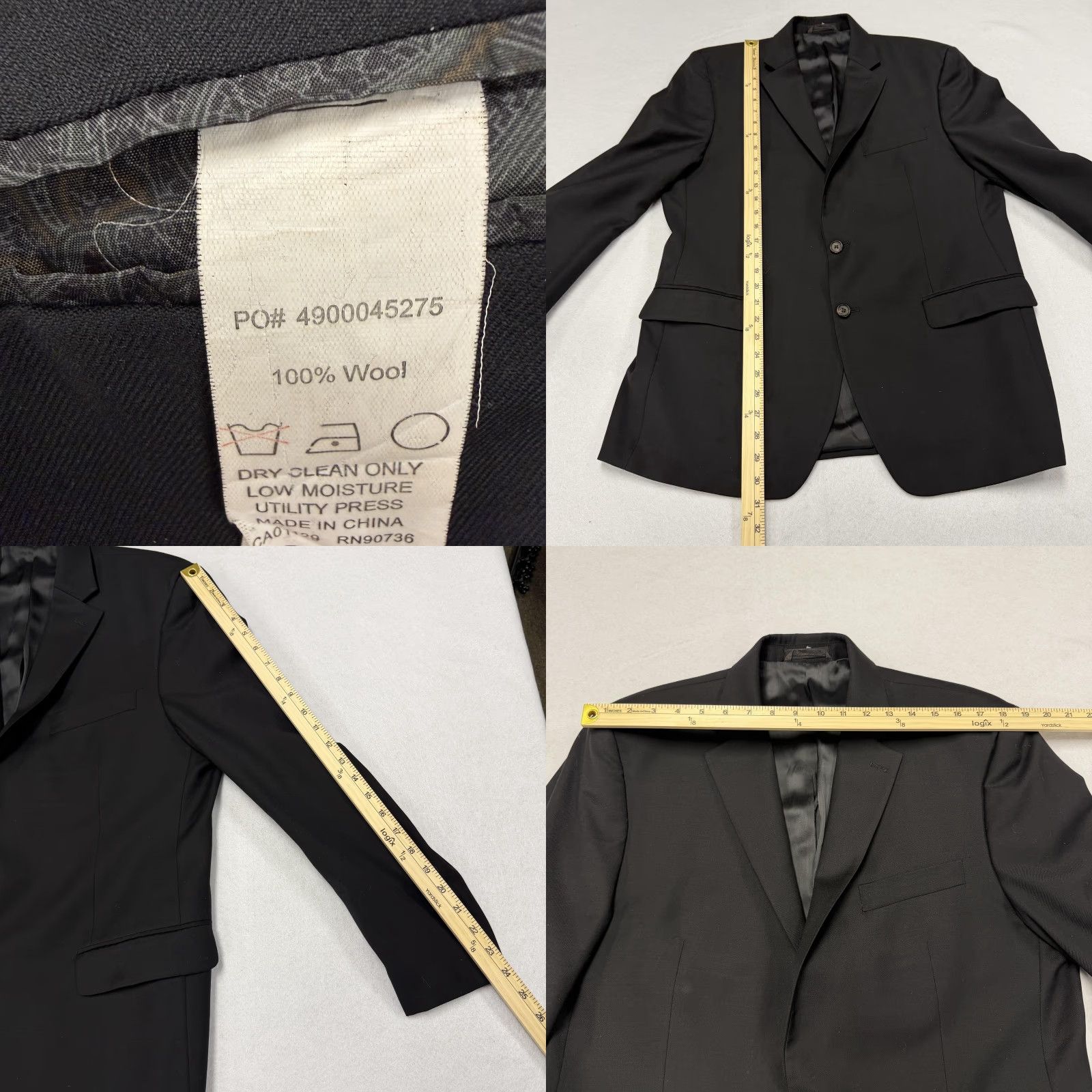 Ralph Lauren VINTAGE Lauren Ralph Lauren Suit Jacket Mens 42R Black 100% Wool Two Button Formal Size 42R - 8 Thumbnail