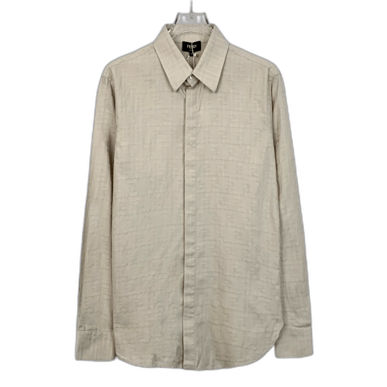 Fendi Khaki Patterned Cotton Shirt