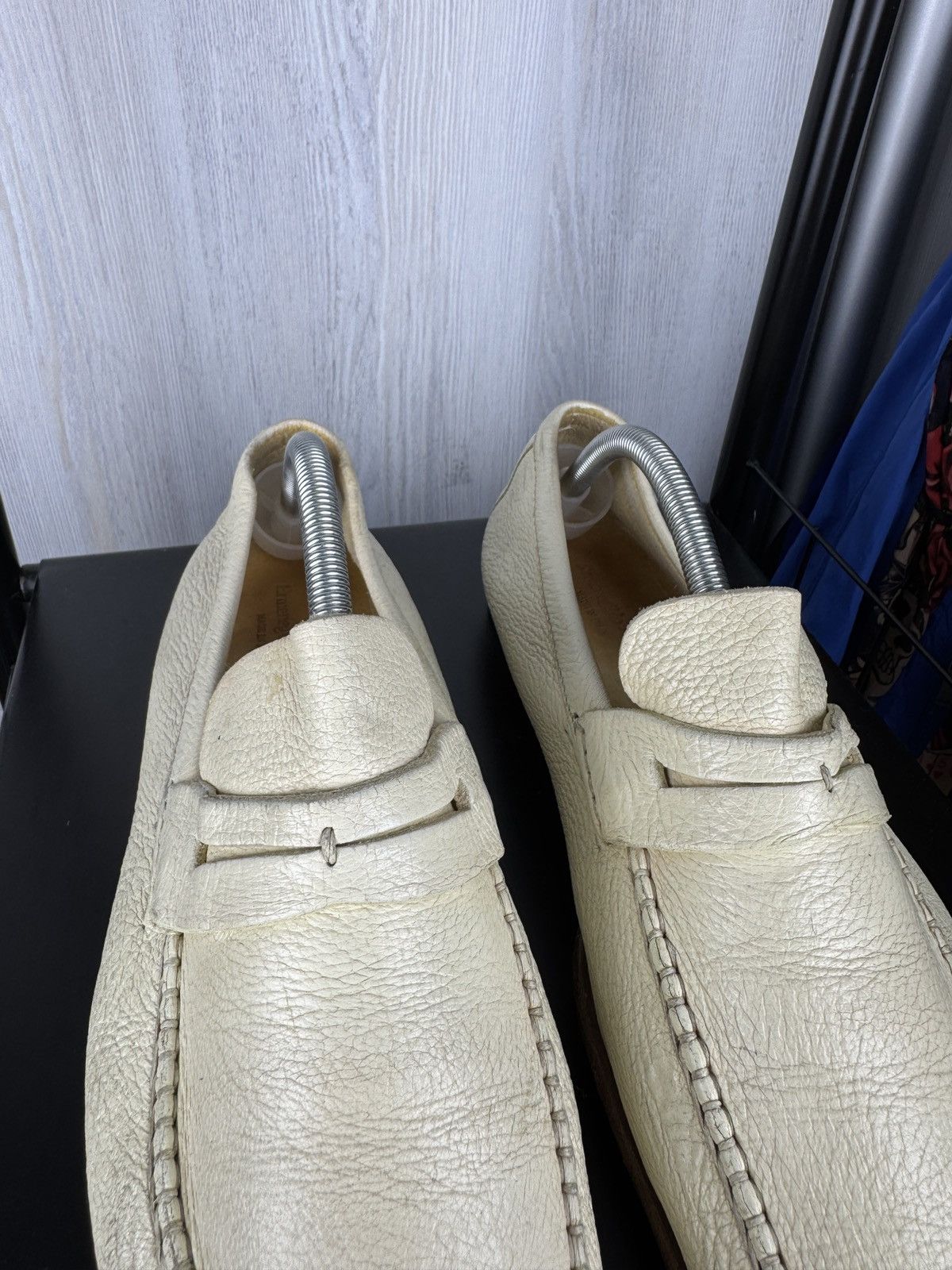 Ermenegildo Zegna Ermenegildo Zegna Ivory White Leather Classic Loafers 9.5EE Size US 10.5 / EU 43-44 - 8 Thumbnail