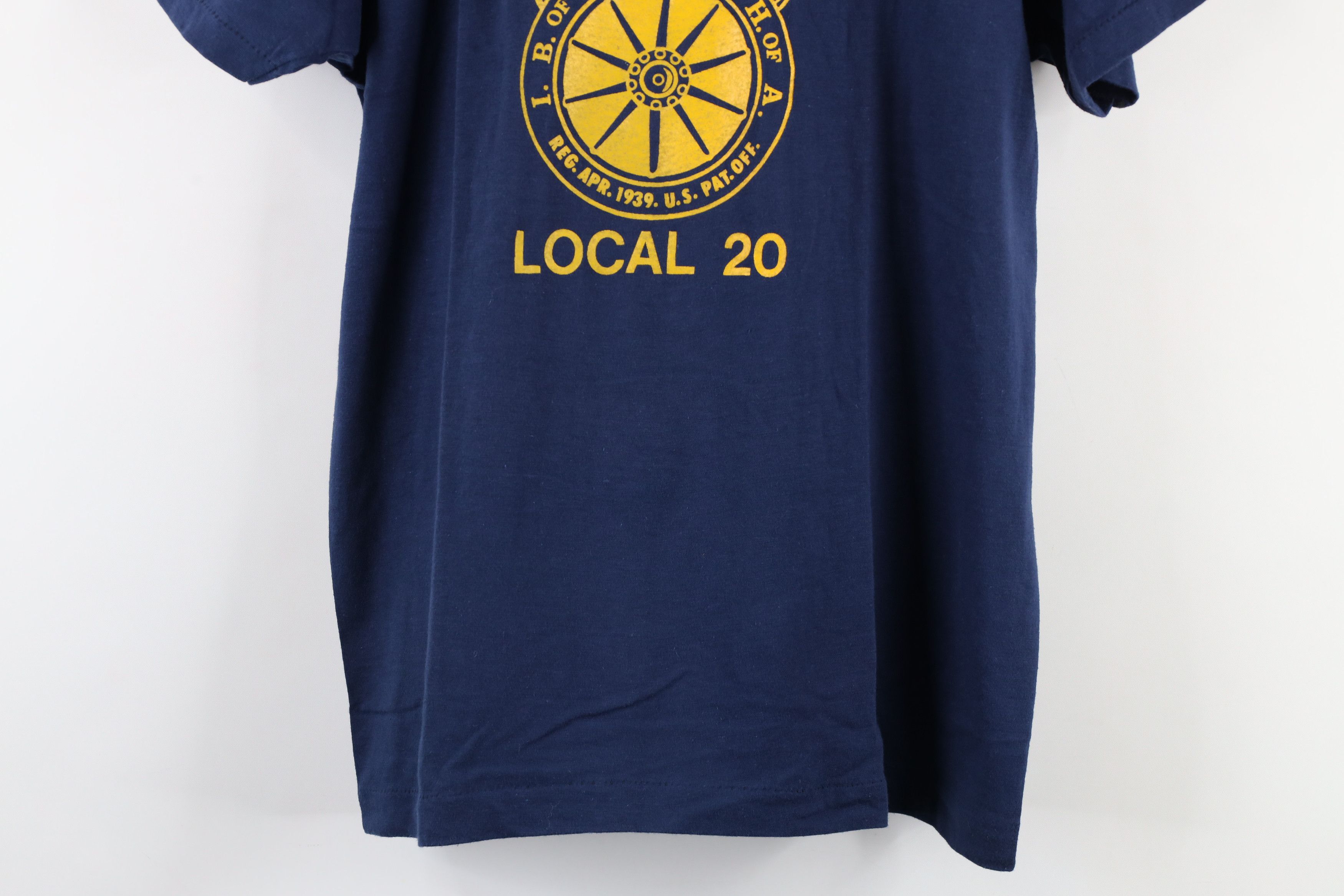 Vintage NOS Vintage 80s Local 20 Teamsters Union T-Shirt Blue USA Size US L / EU 52-54 / 3 - 3 Thumbnail