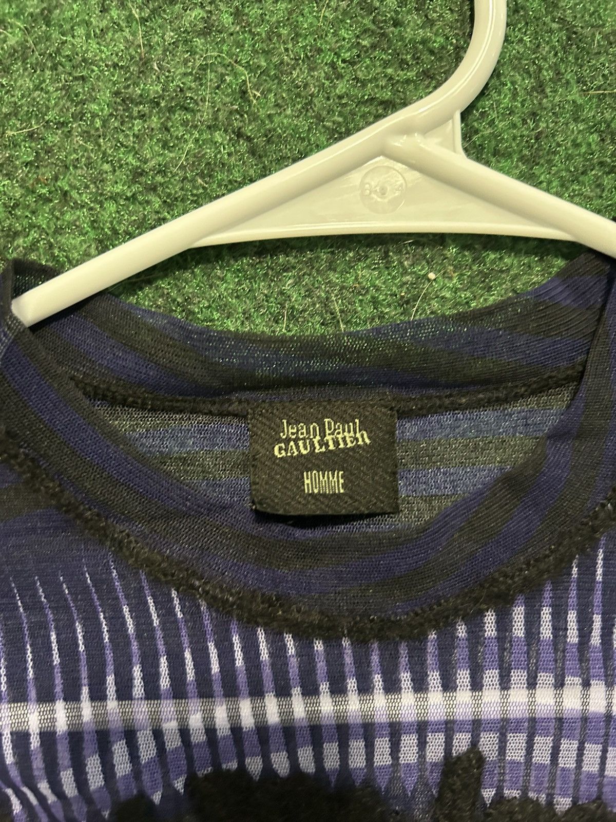 Japanese Brand × Jean Paul Gaultier AW 2001 Jean Paul Gaultier Homme Embroidered Mesh Top Size US M / EU 48-50 / 2 - 4 Thumbnail