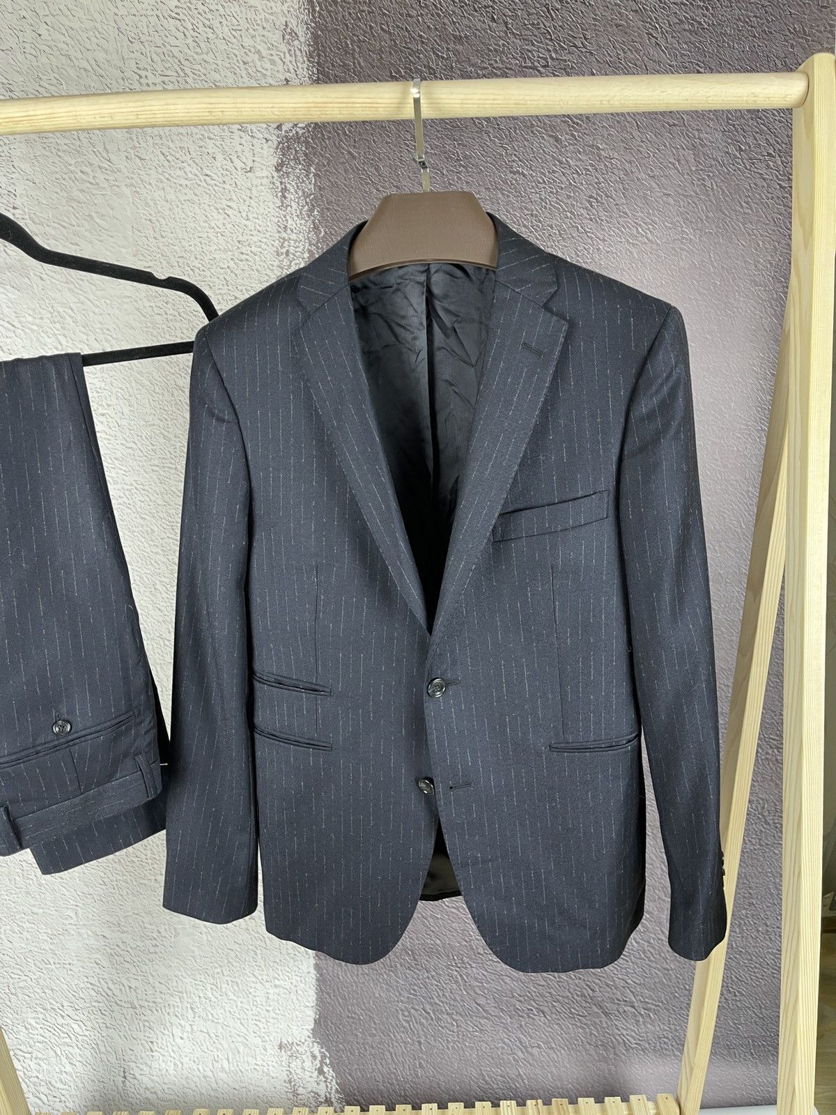 Tagliatore Tagliatore Reda navy blue striped wool super 100s 2 pcs suit Size 36R - 2 Thumbnail