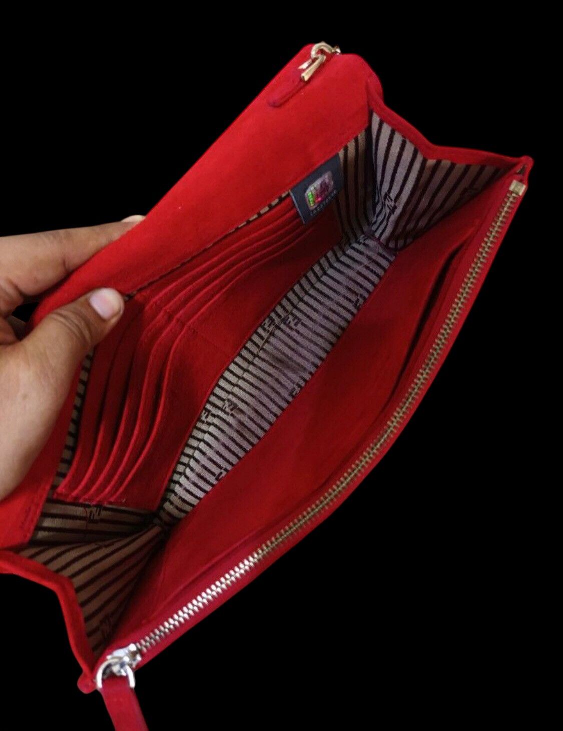 Fendi 💯FENDI ROMA Chain WOC/Clutch Shoulder Leather Red Purse Bag Size ONE SIZE - 4 Thumbnail