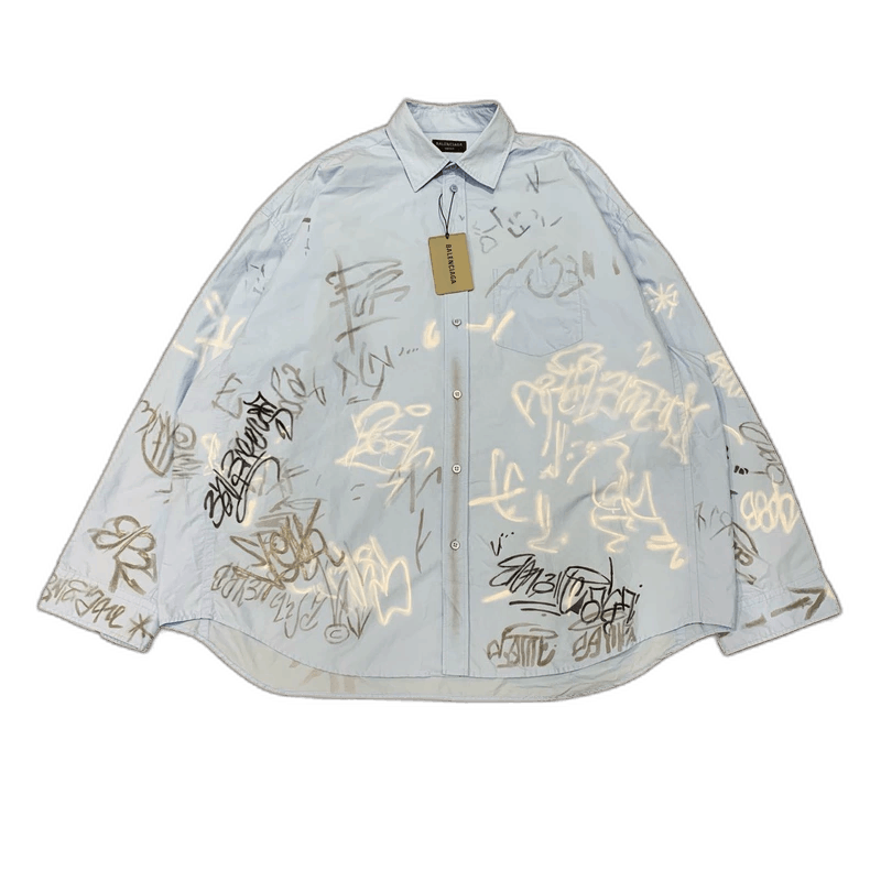 Balenciaga balenciaga ss23 blue graffiti shirt Size US M / EU 48-50 / 2 - 1 Thumbnail