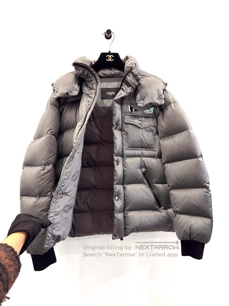 Fendi Fendi Silver Owl Logo, Gray, Down Jacket Size US M / EU 48-50 / 2 - 3 Thumbnail
