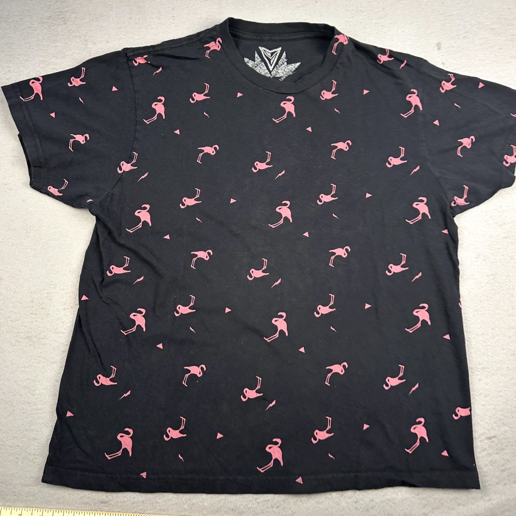 Univibe Univibe Shirt Mens Large Black Pink Flamingo All Over Print Graphic Tee Size US L / EU 52-54 / 3 - 2 Thumbnail
