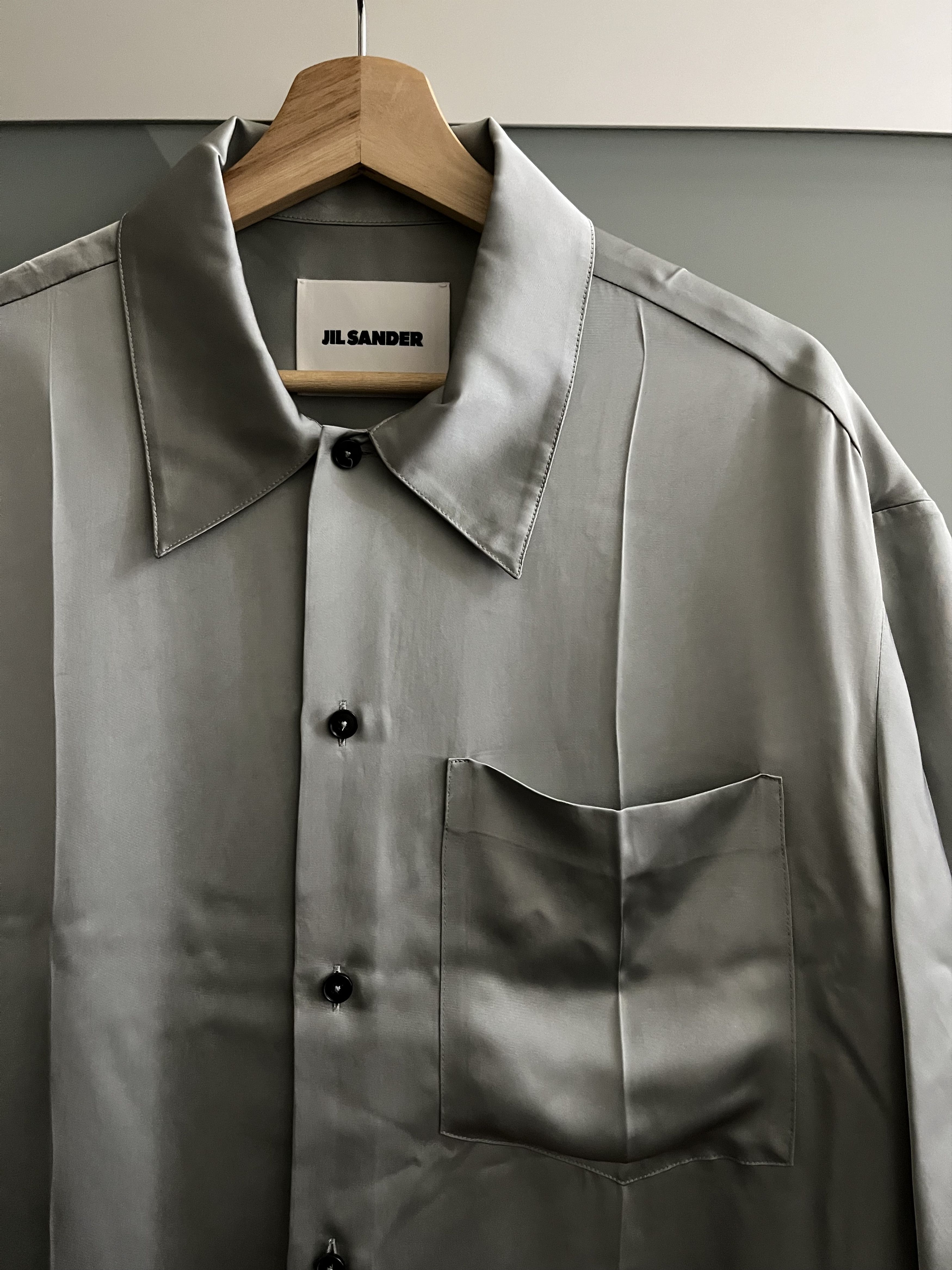 Jil Sander JIL SANDER SILVER GREY RAYON SHIRT 40 Size US M / EU 48-50 / 2 - 1 Thumbnail