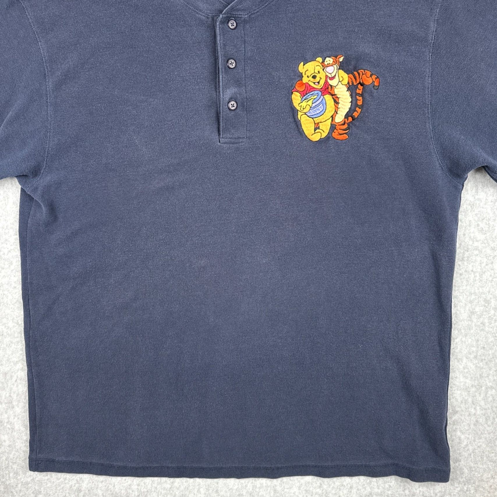 Disney VINTAGE Disney The Disney Store Men’s XL Blue Henley Shirt Embroidered Pooh & Tigger Size US XL / EU 56 / 4 - 4 Thumbnail