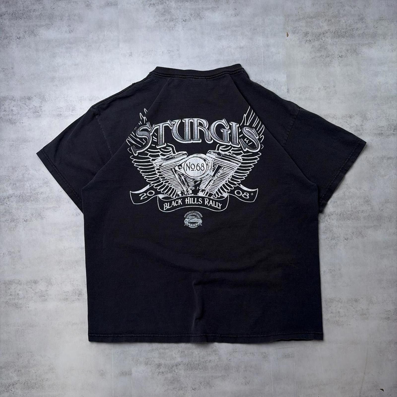 Harley Davidson Vintage 2008 Black Sturgis Black Hills Rally Biker T-Shirt Size US XL / EU 56 / 4 - 2 Thumbnail
