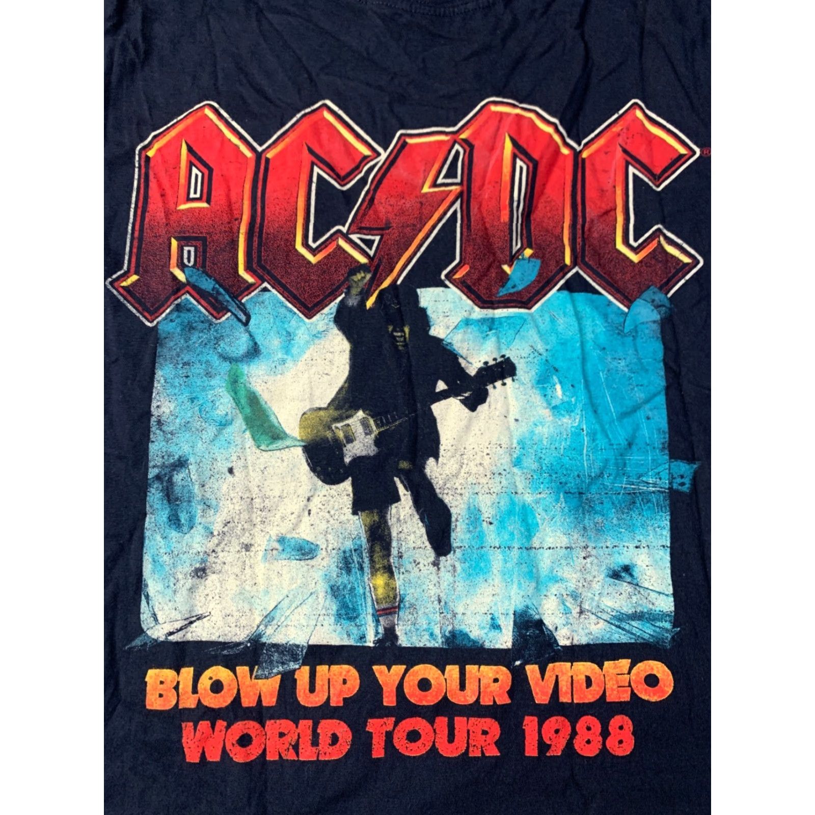 Vintage AC/DC Shirt Men Small Black | Blow Up Your Video World Tour 1988 Print Official Product 2018 Tee Short Sleeve 66cm 50cm Pit to Pit Size US M / EU 48-50 / 2 - 3 Thumbnail