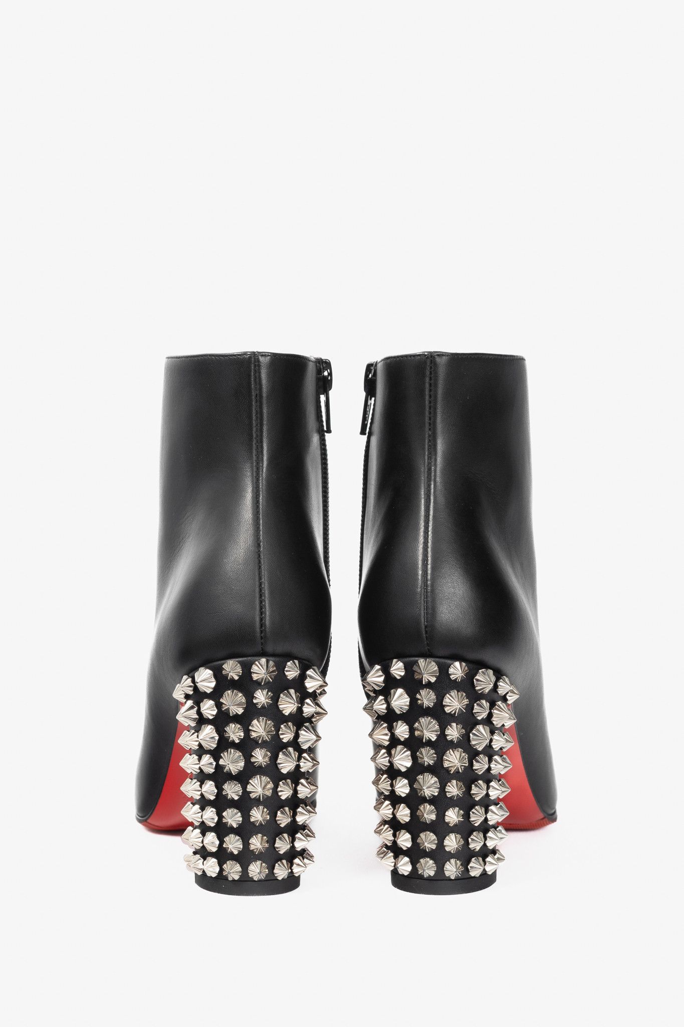 Christian Louboutin Christian Louboutin Suzi Folk 85 Leather Studded-Heel Boots Size US 4.5 / IT 34.5 - 3 Thumbnail
