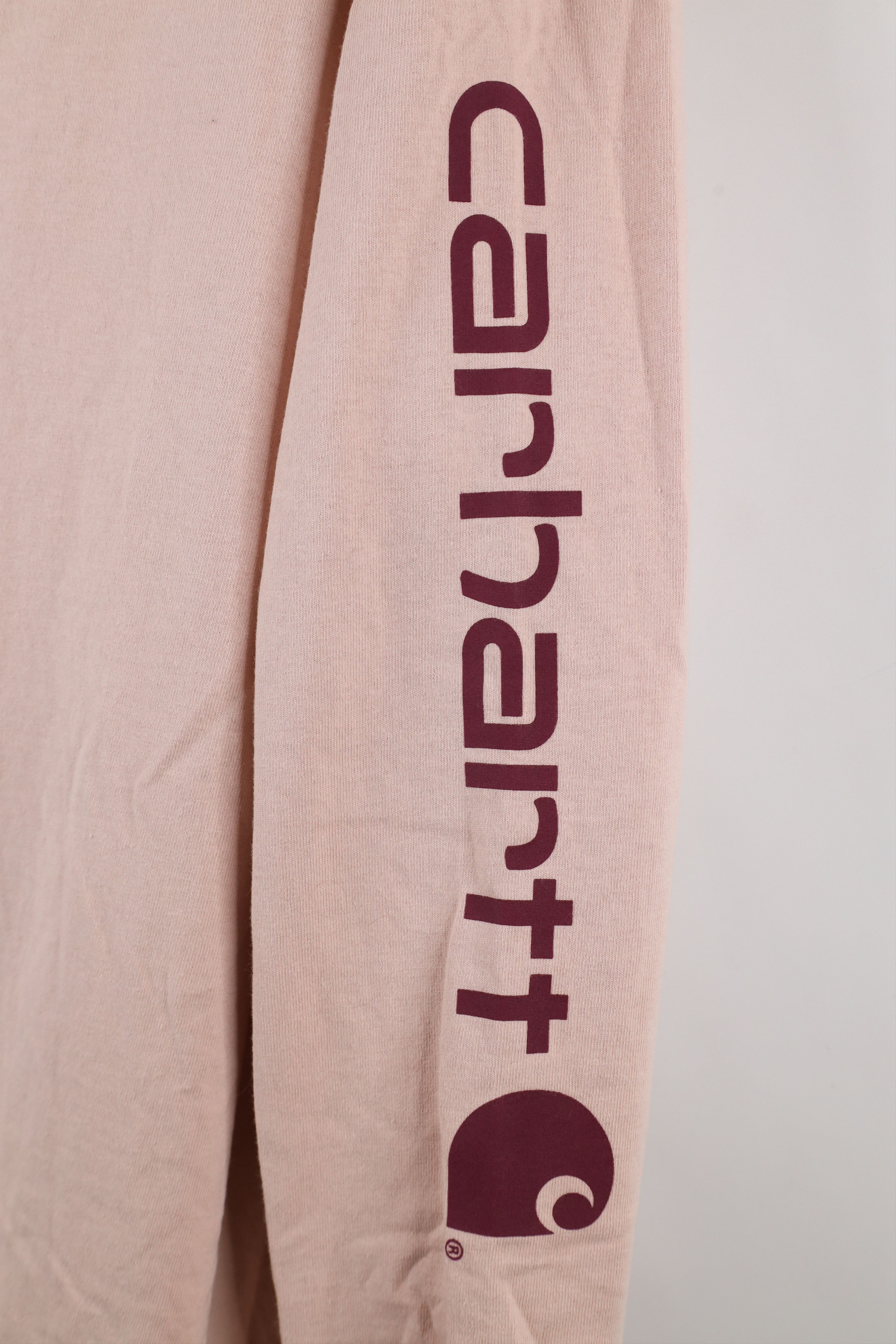 Carhartt × Vintage New Carhartt Fit Spell Out Long Sleeve T-Shirt Pink Cotton Size 3XL / US 20-22 - 4 Thumbnail