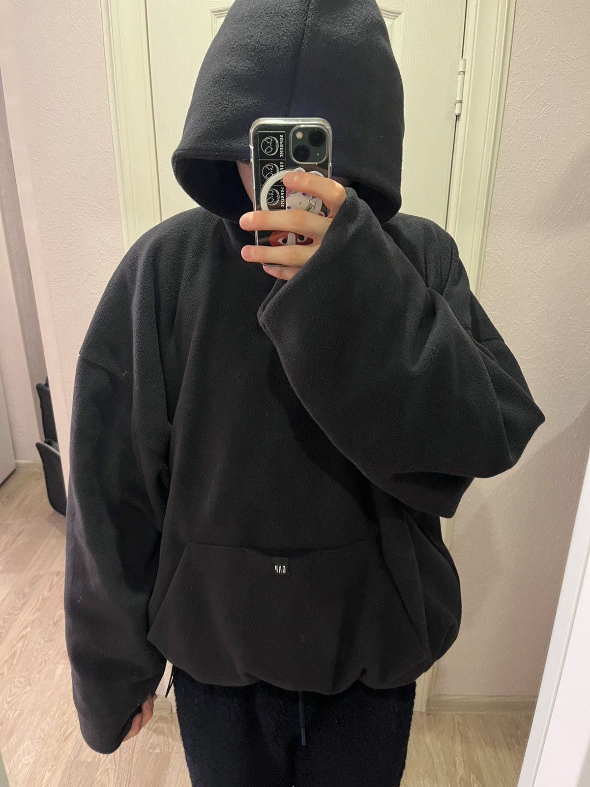 Adidas Balenciaga Yeezy Season Yeezy Gap Balenciaga Fleece Hoodie in Black Grailed