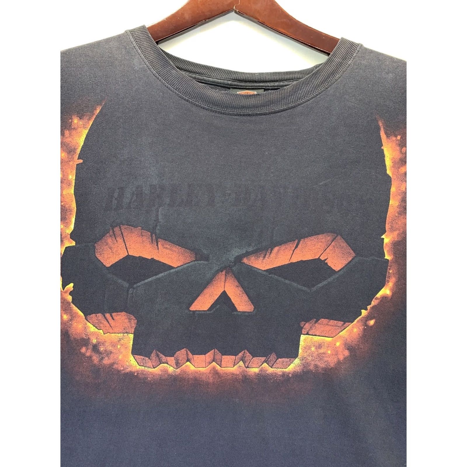 Harley Davidson VINTAGE Harley-Davidson Detroit Michigan 3D Pumpkin Skull Art Graphic T Shirt 3XL Mens Size US XXL / EU 58 / 5 - 2 Thumbnail