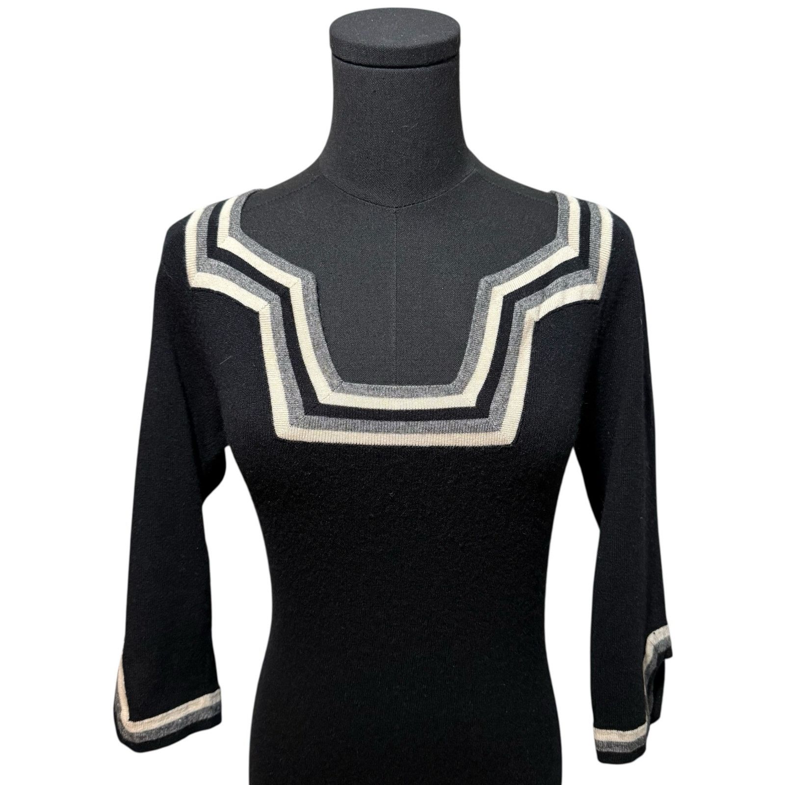 Jaeger Jaeger London Dress Silk Cashmere 3/4 Sleeves Black & White Size XS / US 0-2 / IT 36-38 - 7 Thumbnail