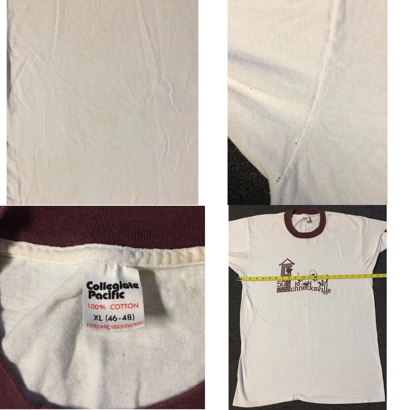 Vintage VINTAGE Single Stitch Shirt L White Sun 80s 90s College Grunge Surf Track Football USA University University Mens T-Shirt Size US L / EU 52-54 / 3 - 11 Thumbnail