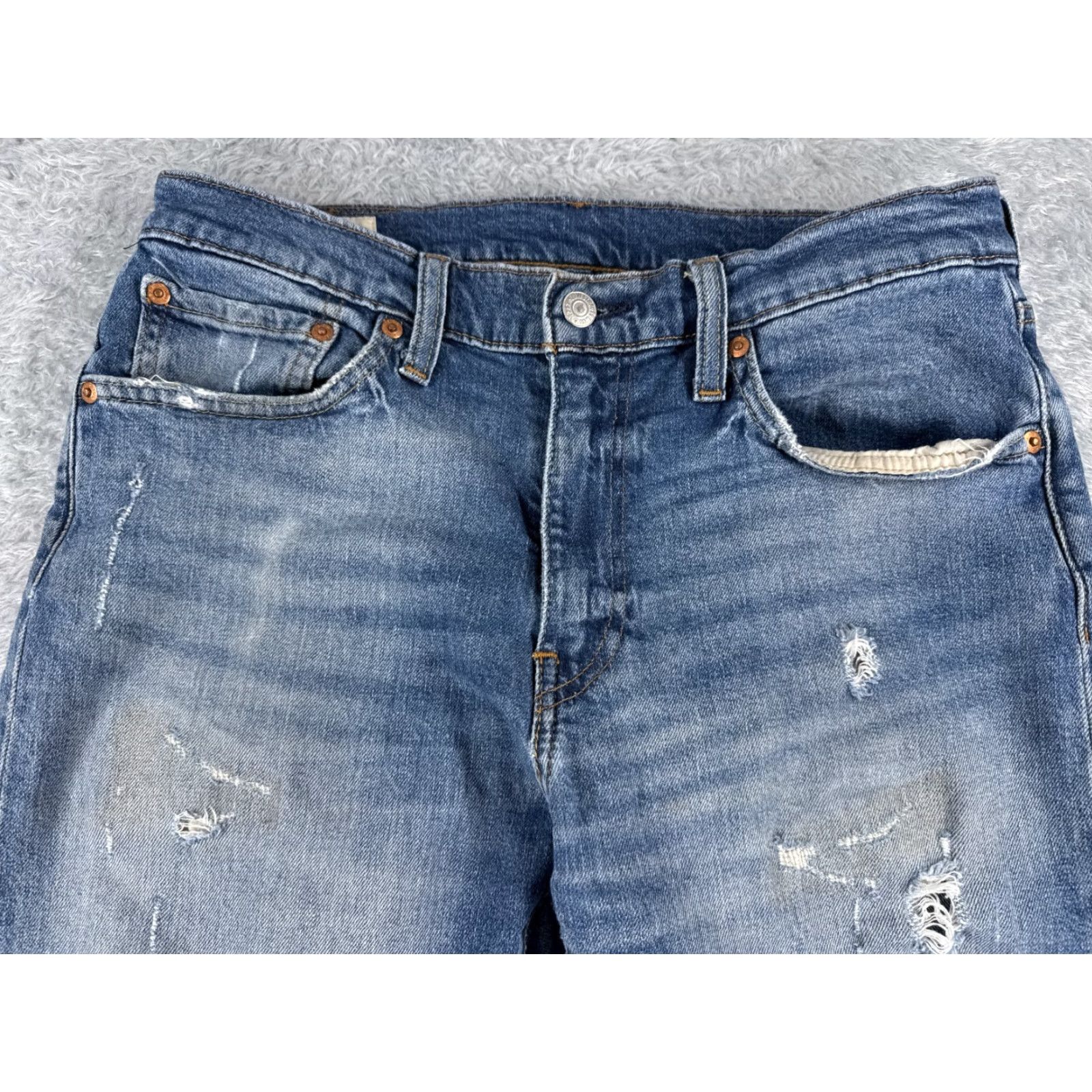 Levi's Levi's Jeans 512 Men Jeans Regular 33x32 Blue Denim Distressed Cotton 5-Pocket Skinny Vintage: No Adult Mens Size US 33 - 4 Thumbnail
