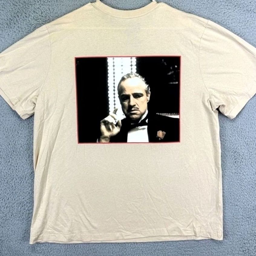 Vintage THE GODFATHER T-SHIRT Mens 3XL Beige Graphic Print Crew Neck Short Sleeve Vito Corleone Size US XXL / EU 58 / 5 - 3 Thumbnail