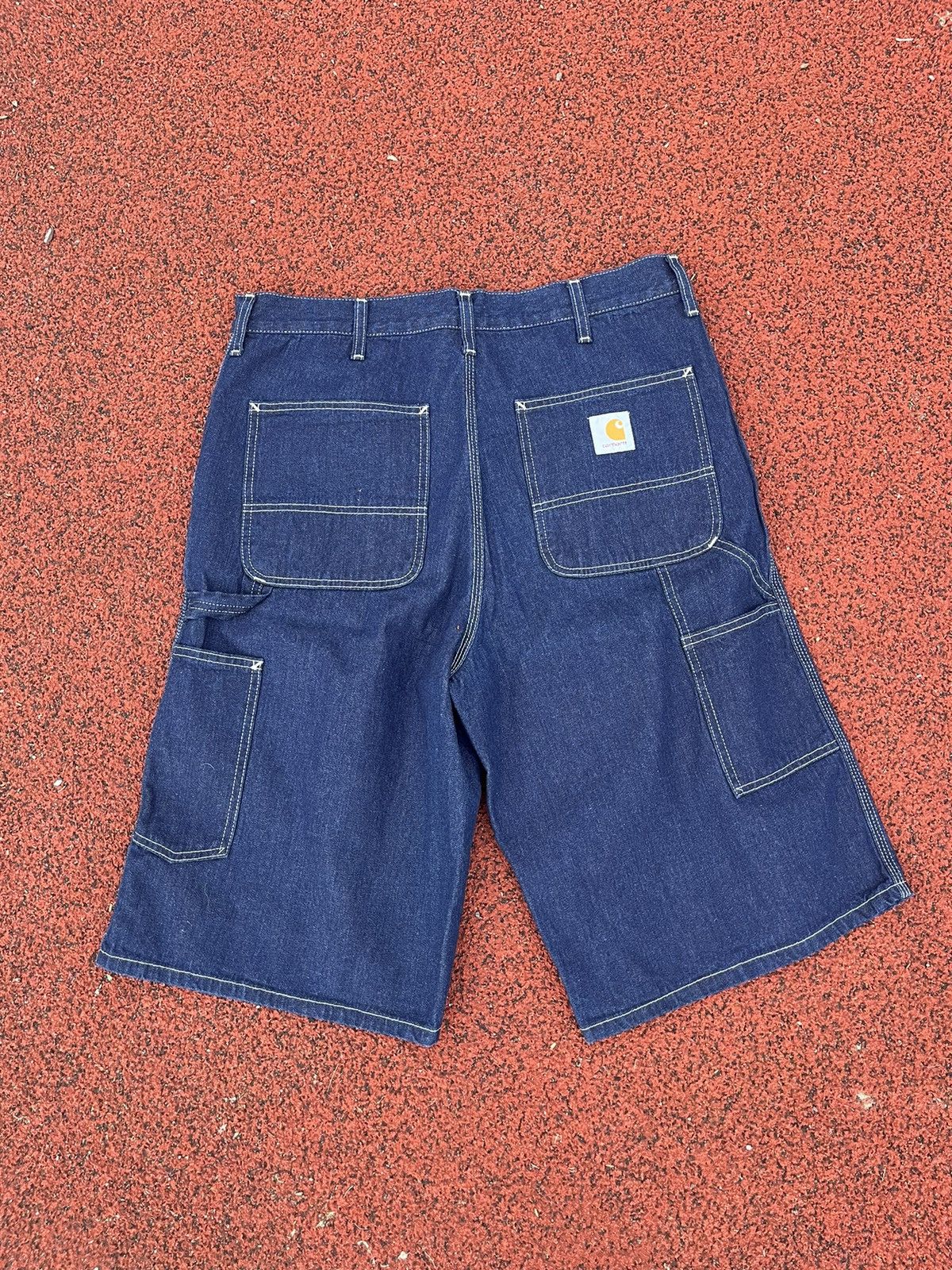 Pre-owned Carhartt X Vintage Denim Cargo Shorts Carhartt 90's Y2k In Blue