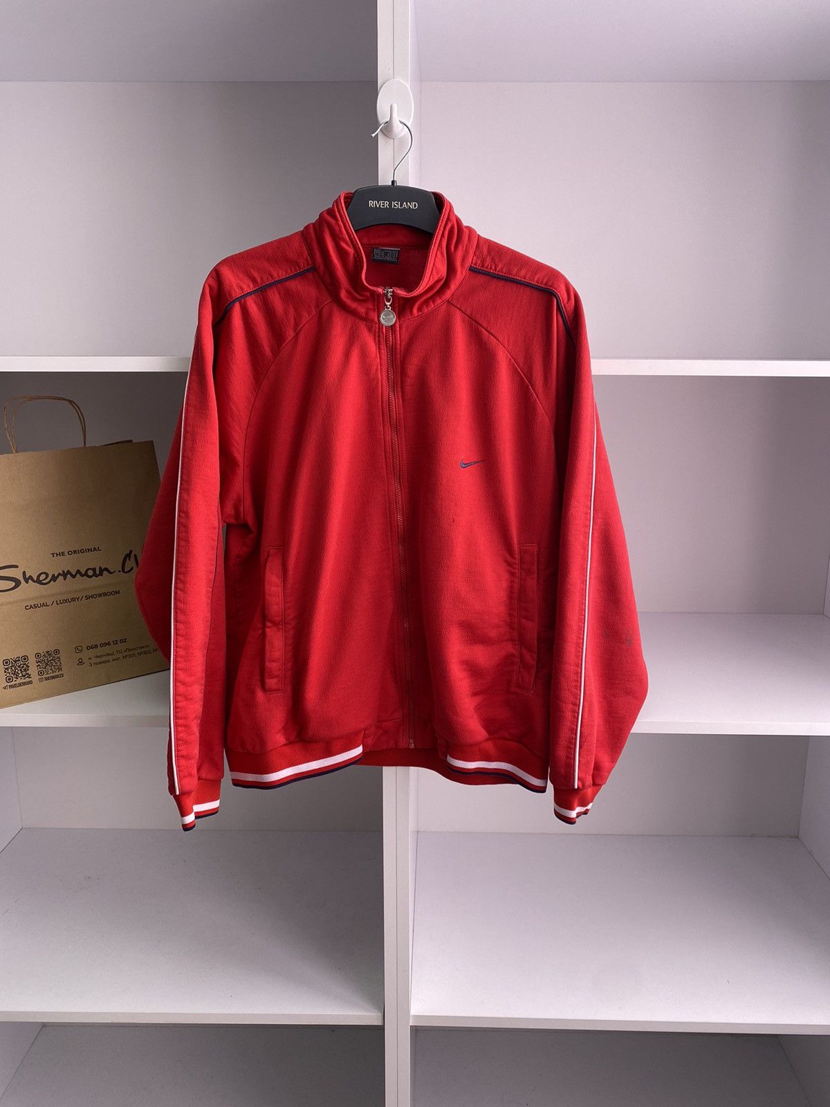 Nike × Vintage Vintage Nike Red Track Jacket Size US L / EU 52-54 / 3 - 2 Thumbnail
