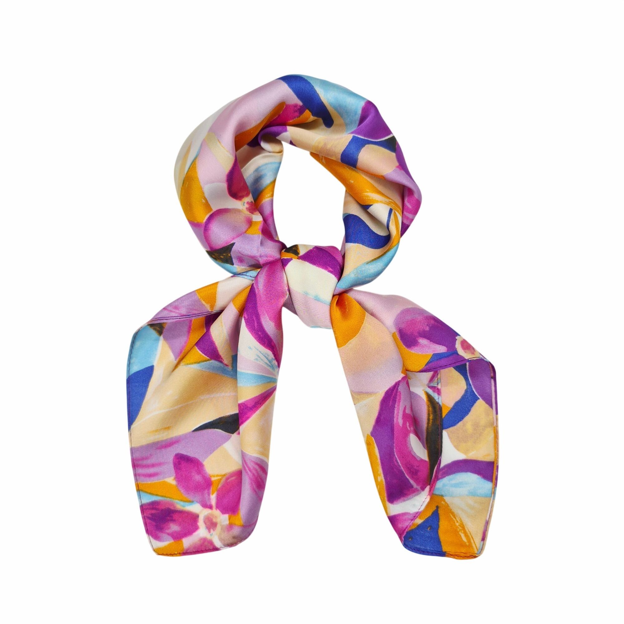 Other ✨Luxury Chic Silky Square Scarf Purple White Iris Flower Pri Size ONE SIZE - 3 Thumbnail