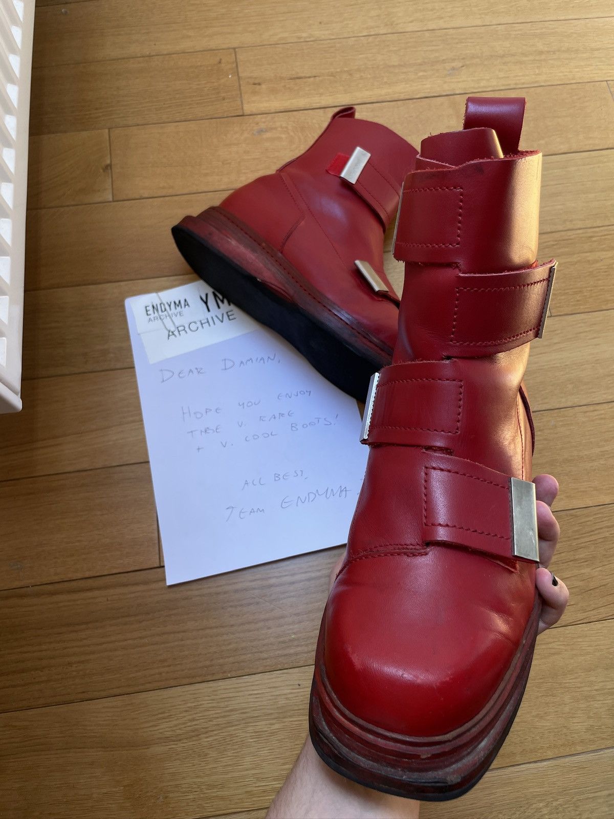 Dirk Bikkembergs Dirk Bikkembergs AW96 4 Velcro Straps Leather Boots Size US 10 / EU 43 - 10 Thumbnail