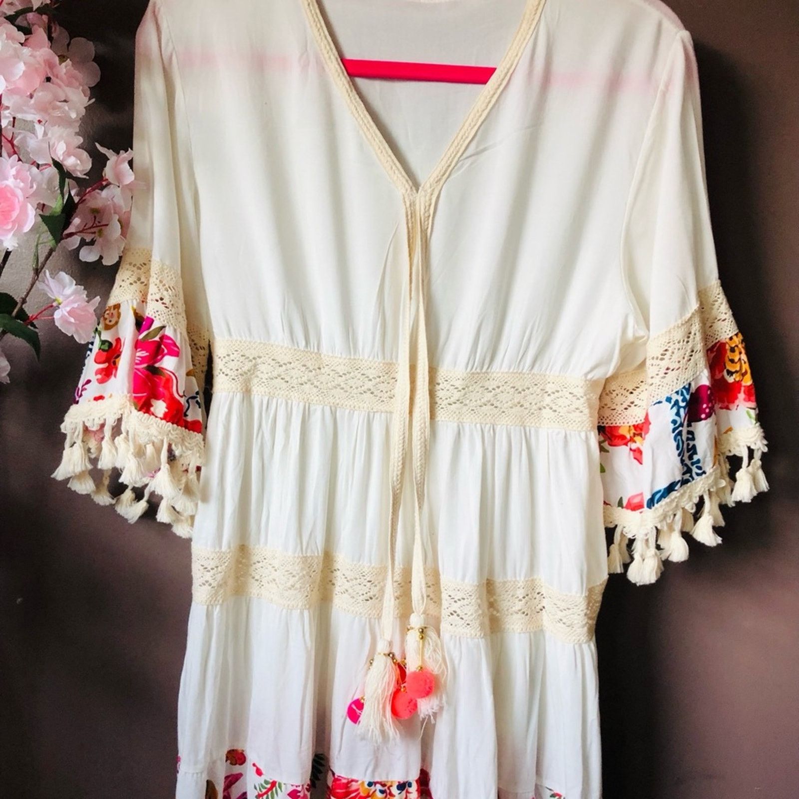 Other Dress beach vacation floral with Pom pom trim. Size S / US 4 / IT 40 - 7 Thumbnail