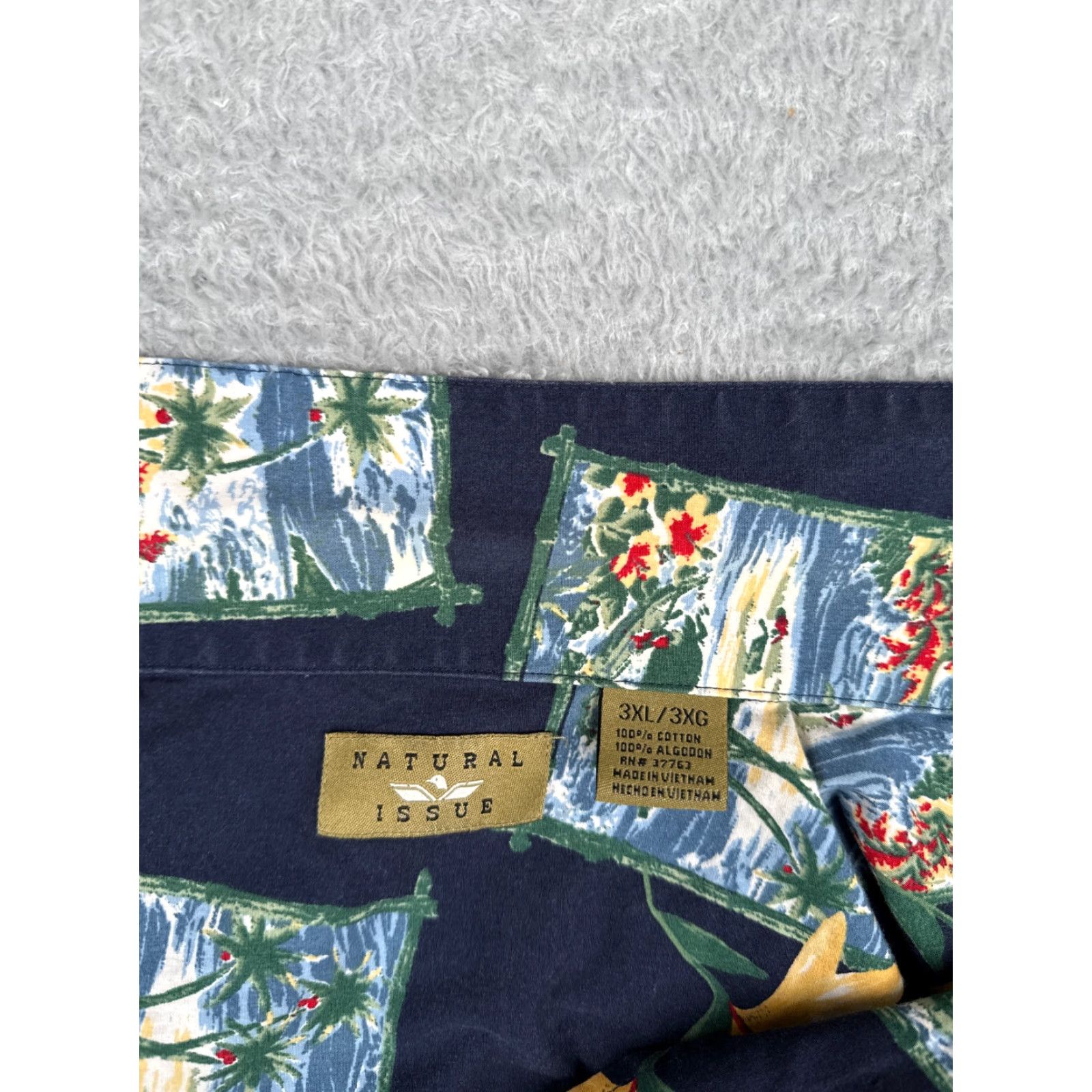 Vintage Natural Issue Shirt Men 3XL Floral Hawaiian Blue Cotton Button-Up Resort Luau Aloha Hawaiian Shirt Mens Size US XXL / EU 58 / 5 - 3 Thumbnail