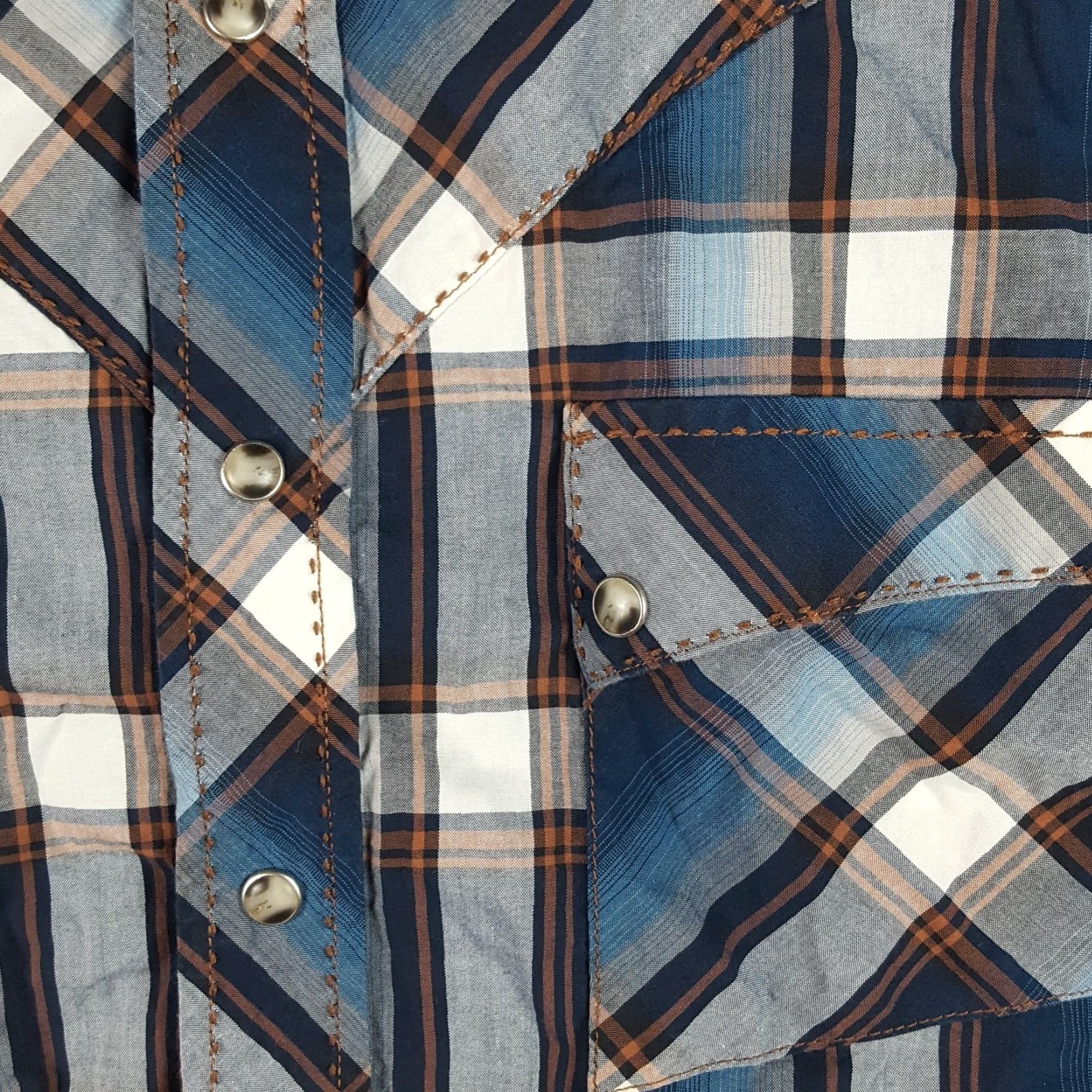 Wrangler VINTAGE Wrangler Western Button-Up Shirt Adult Large Blue Plaid Pearl Snap Cowboy WRANGLER 90s Workwear Mens Size US L / EU 52-54 / 3 - 4 Thumbnail