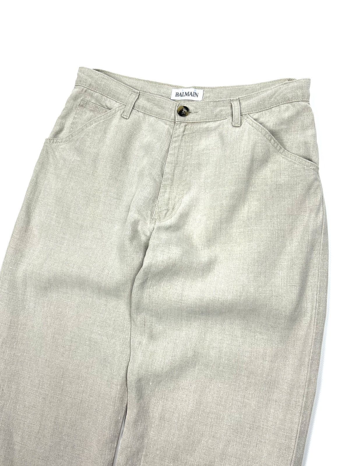 Balmain rare Balmain Vintage Heavy Linen Tailored Pants Beige 42 M Size US 32 / EU 48 - 4 Thumbnail