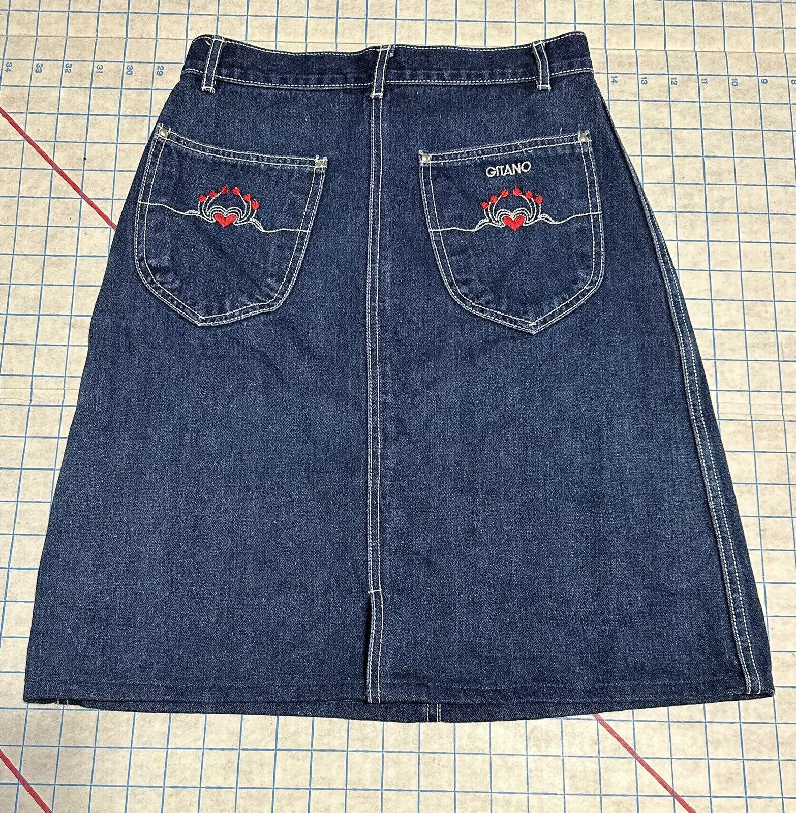 Designer Vintage Denim Jean Skirt Size 8 Gitano Heart Size 30" / US 8 / IT 44 - 1 Thumbnail
