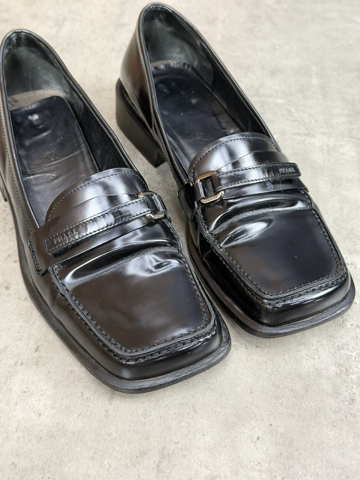 Prada Prada Black Leather Square Toe Loafers Women’s Size 37 Size US 7 / IT 37 - 5 Thumbnail