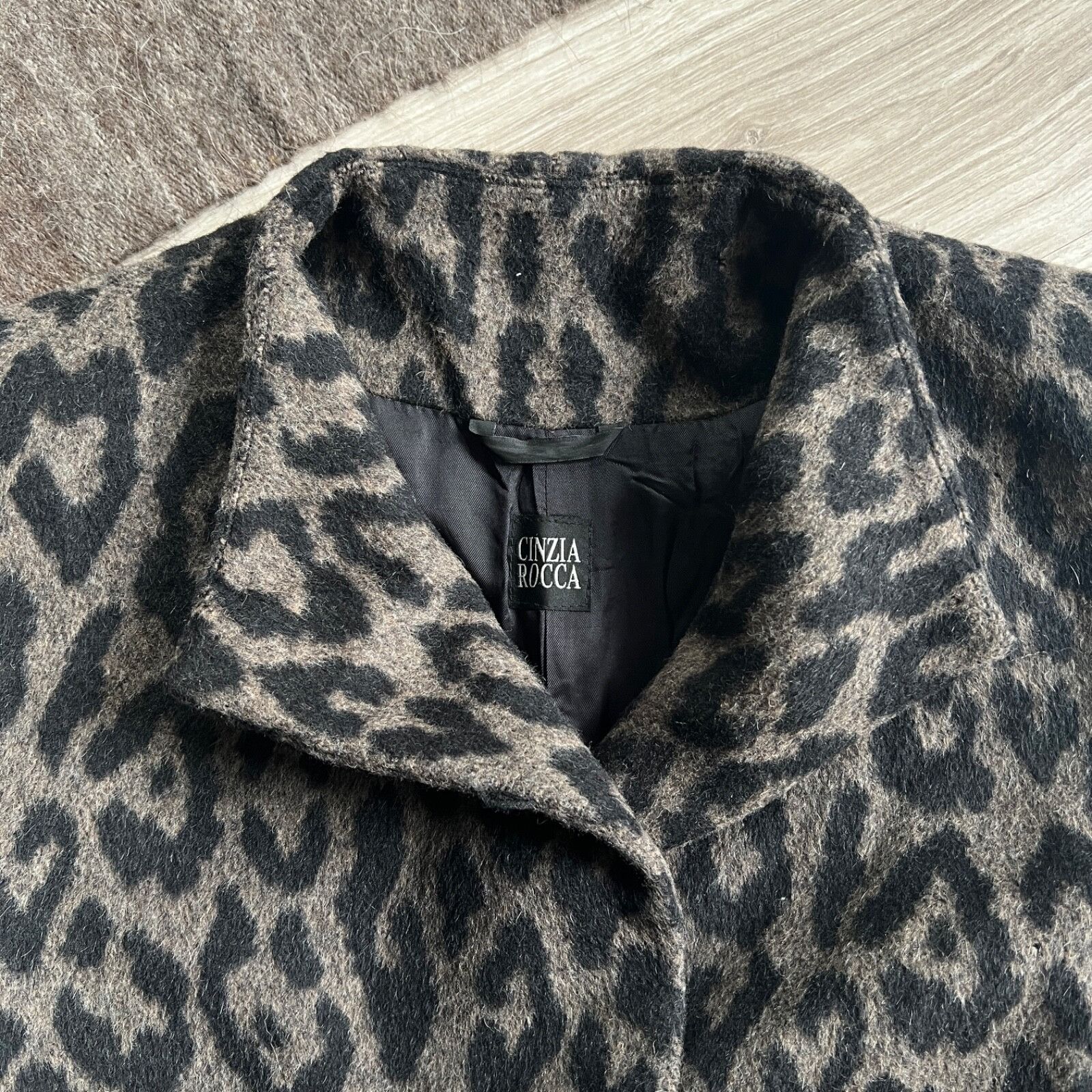 Cinzia Rocca Cinzia Rocca Alpaca Wool Leopard Pattern Coat 8714AC Size M / US 6-8 / IT 42-44 - 3 Thumbnail