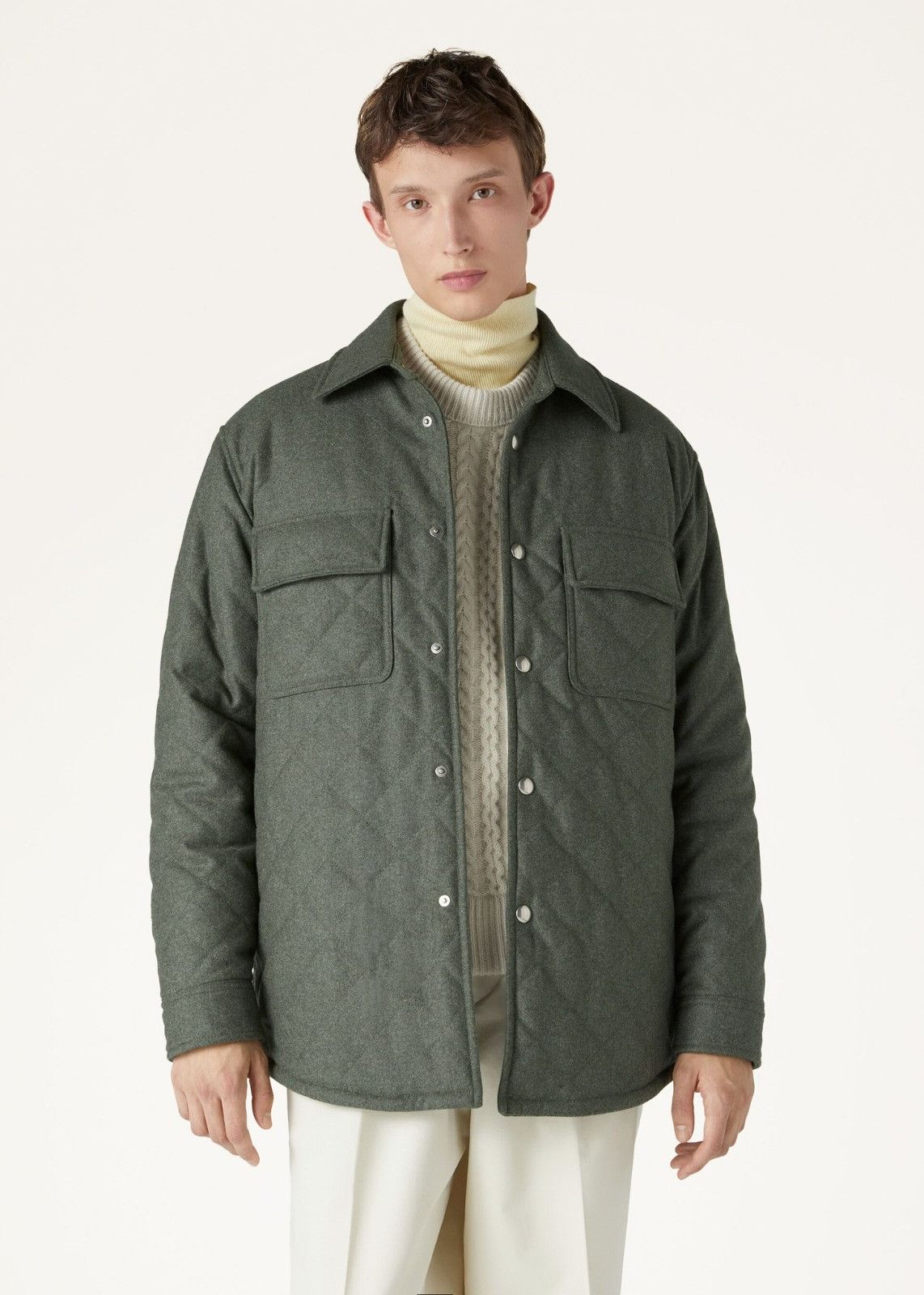 Loro Piana o1srvl11e0125 Shonai Overshirt in Green Size US S / EU 44-46 / 1 - 5 Thumbnail