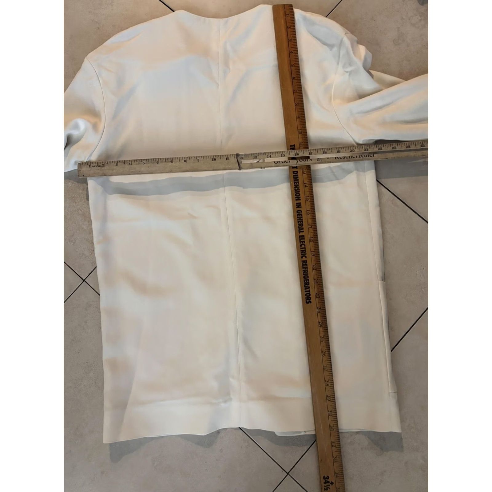 MSGM MSGM Coatigan Jacket Womens 44 White Crepe Open Front Logo Pockets Collarless Size M / US 6-8 / IT 42-44 - 7 Thumbnail