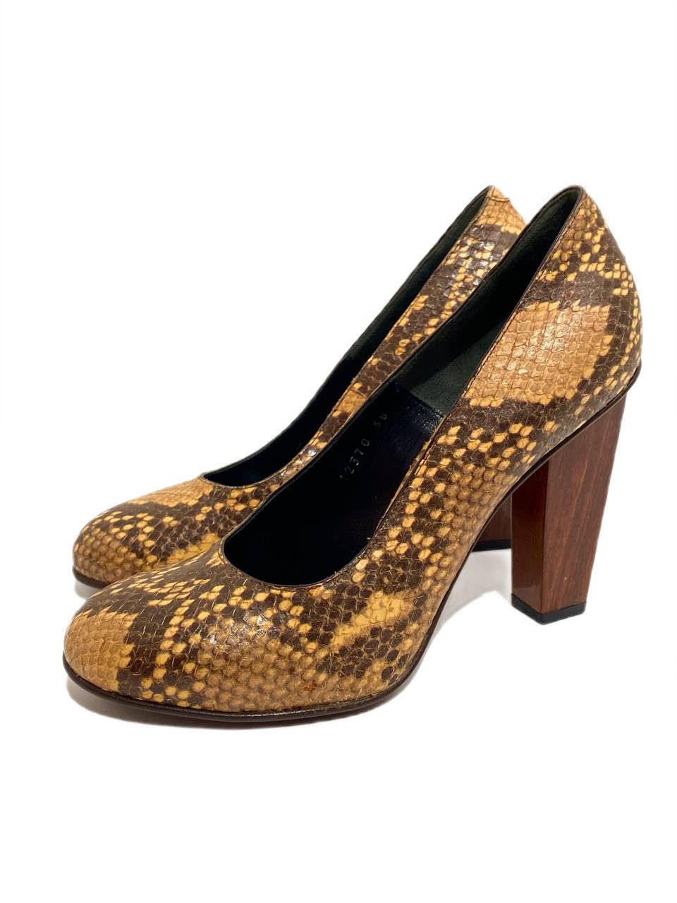 Dries Van Noten Dries Van Noten Python Leather Court High Heel Pumps Size US 8 / IT 38 - 1 Thumbnail
