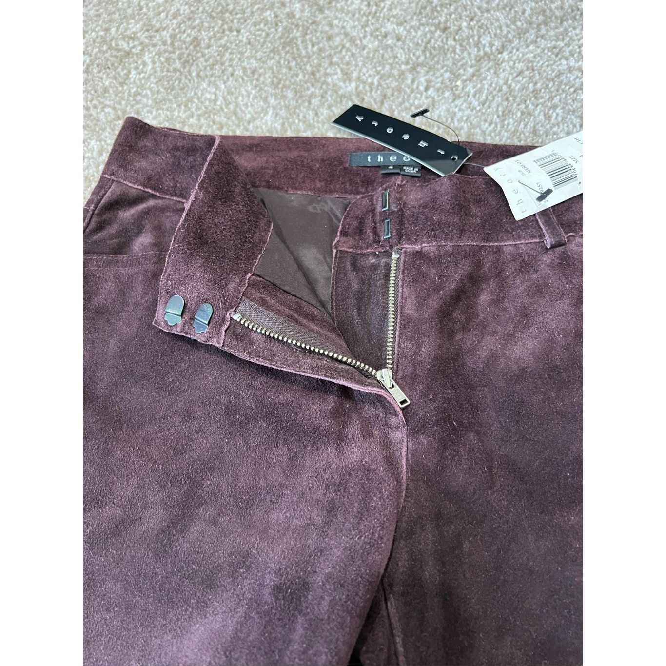 Theory Theory NWT Pants Women's Merlot Suede Leather Fully Lined Bo Size 27" / US 4 / IT 40 - 12 Thumbnail