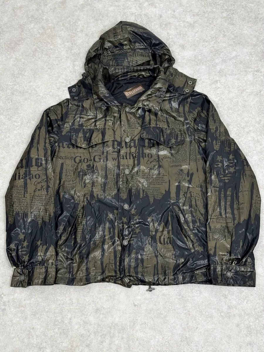 John Galliano John Galliano Iconic Newspaper Print Hooded Jacket