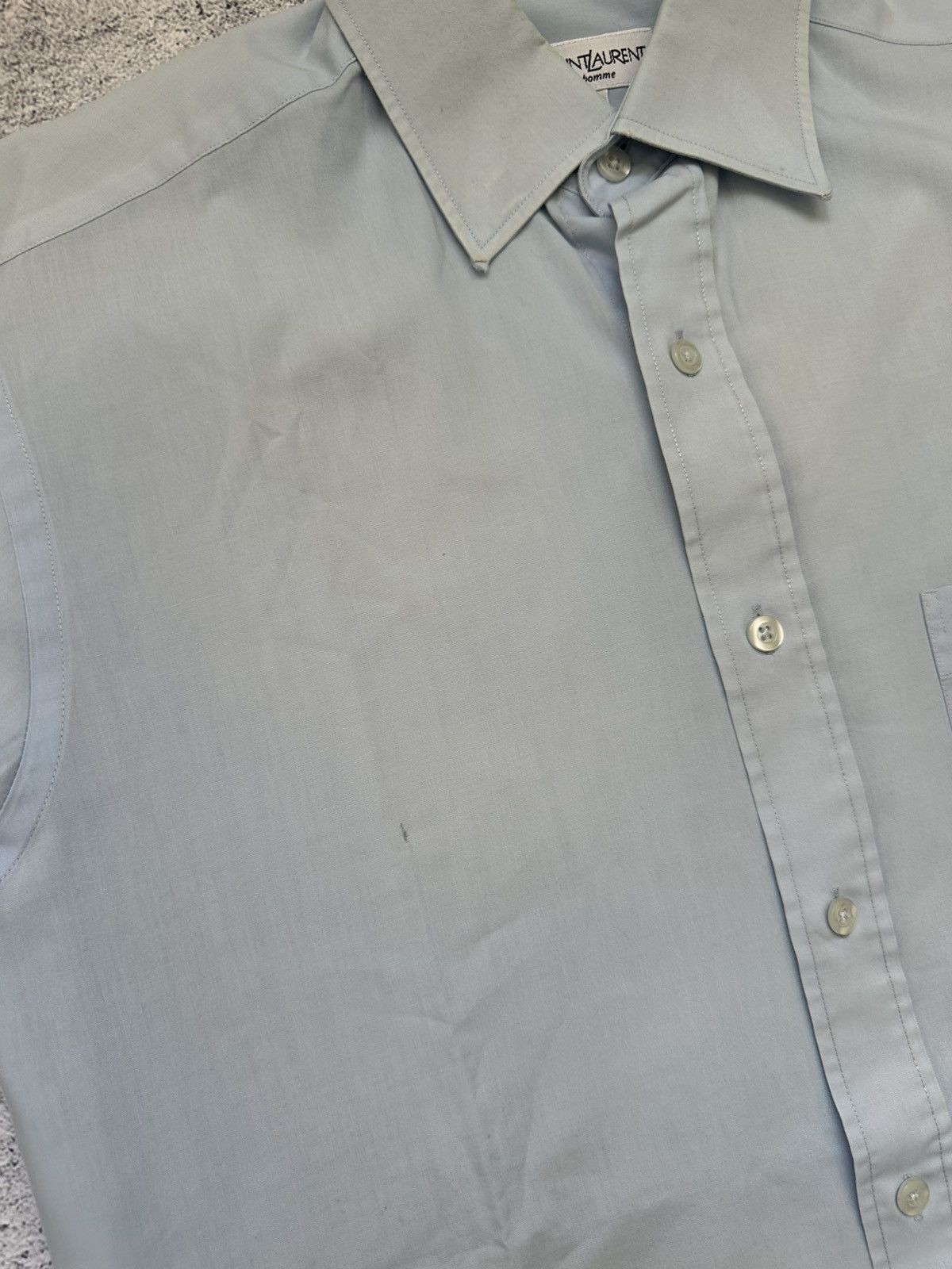 Yves Saint Laurent Vintage Yves Saint Laurent Shirts Sky Blue Logo Size US M / EU 48-50 / 2 - 8 Thumbnail