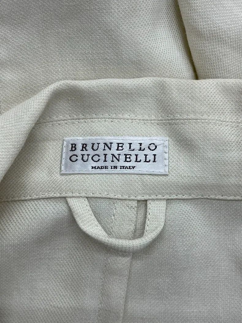 Brunello Cucinelli Beige Tie Collar Blazer Jacket