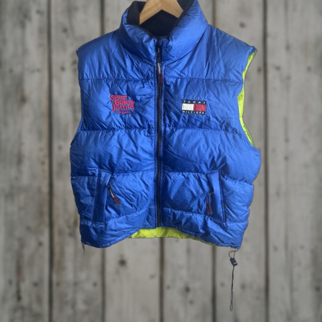 VINTAGE Tommy Hilfiger Puffer Vest Men 2XL Nylon Down 90s Logo