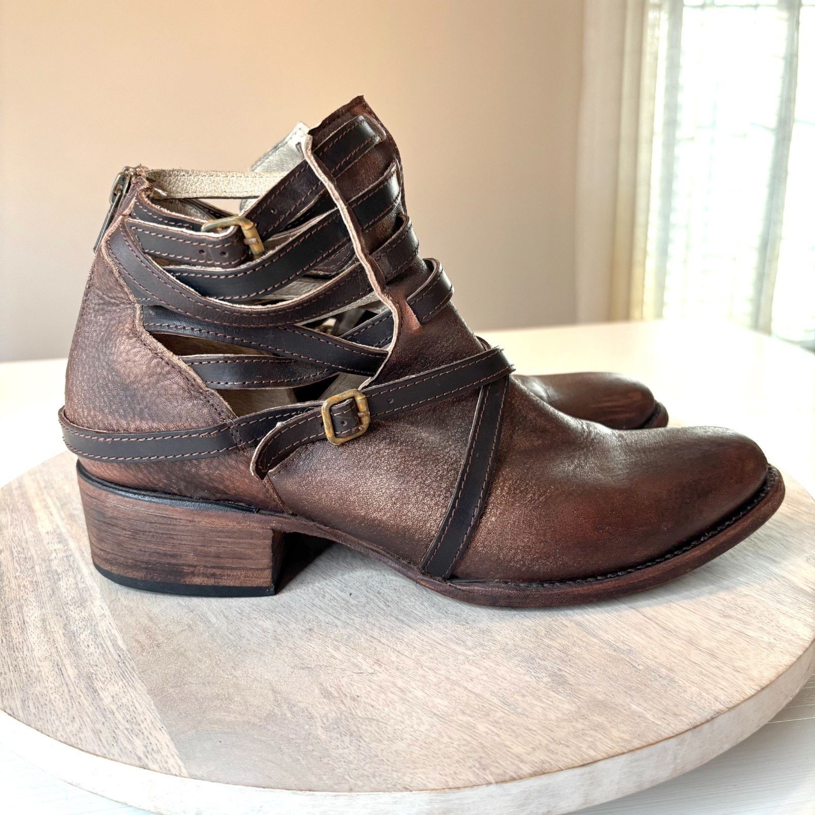 FREEBIRD Freebird Stair 10 Brown Strappy Harness Western Ankle Boots Size US 10 / IT 40 - 2 Thumbnail