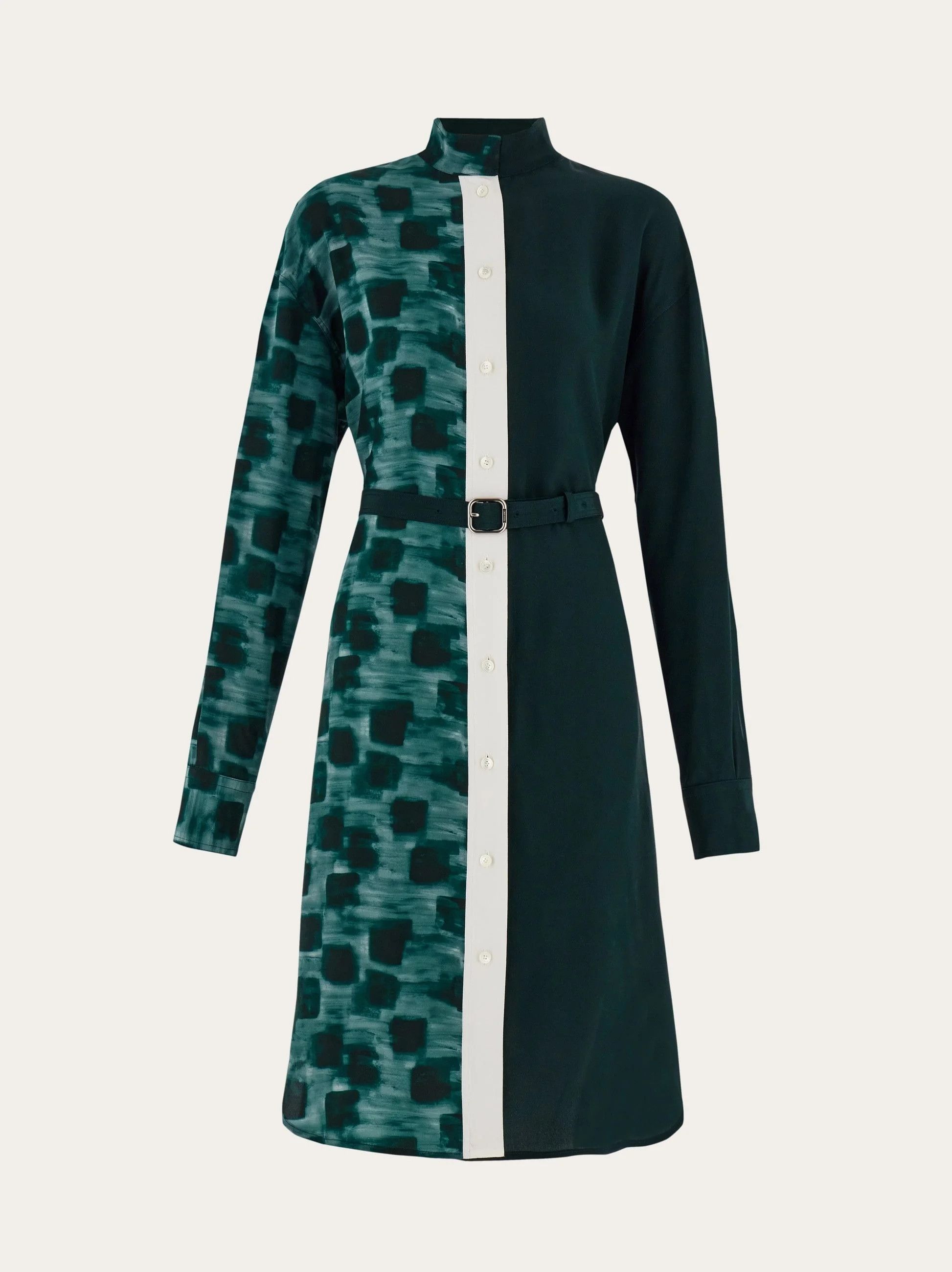 Salvatore Ferragamo o1s1rm0426 Belted Shirt Dress in Green Size M / US 6-8 / IT 42-44 - 1 Thumbnail