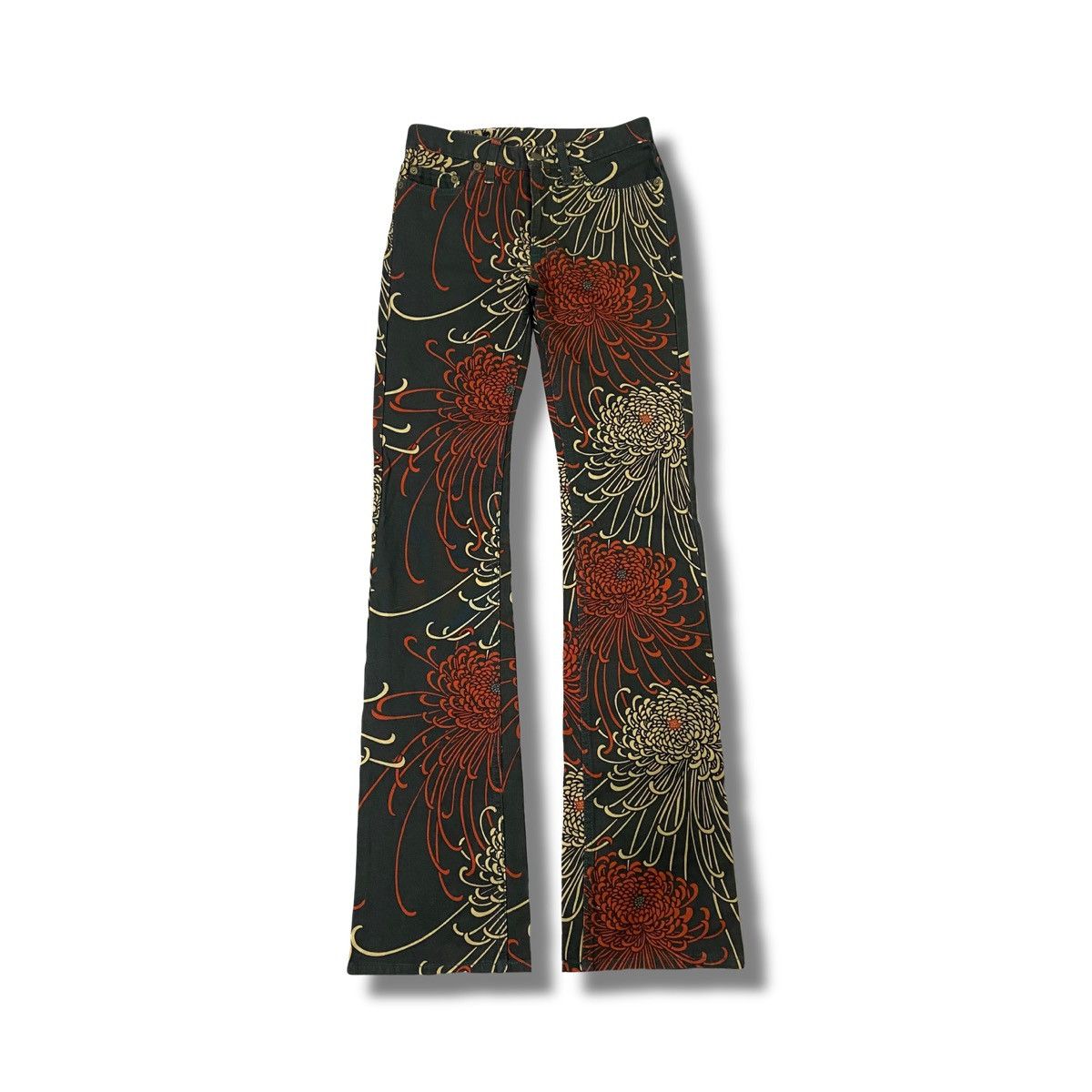 Hysteric Glamour 2000s Glamdy - Japanese Floral Printed Flare Denim Lgb Ifsix Size 25" / US 0 / IT 36 - 1 Thumbnail