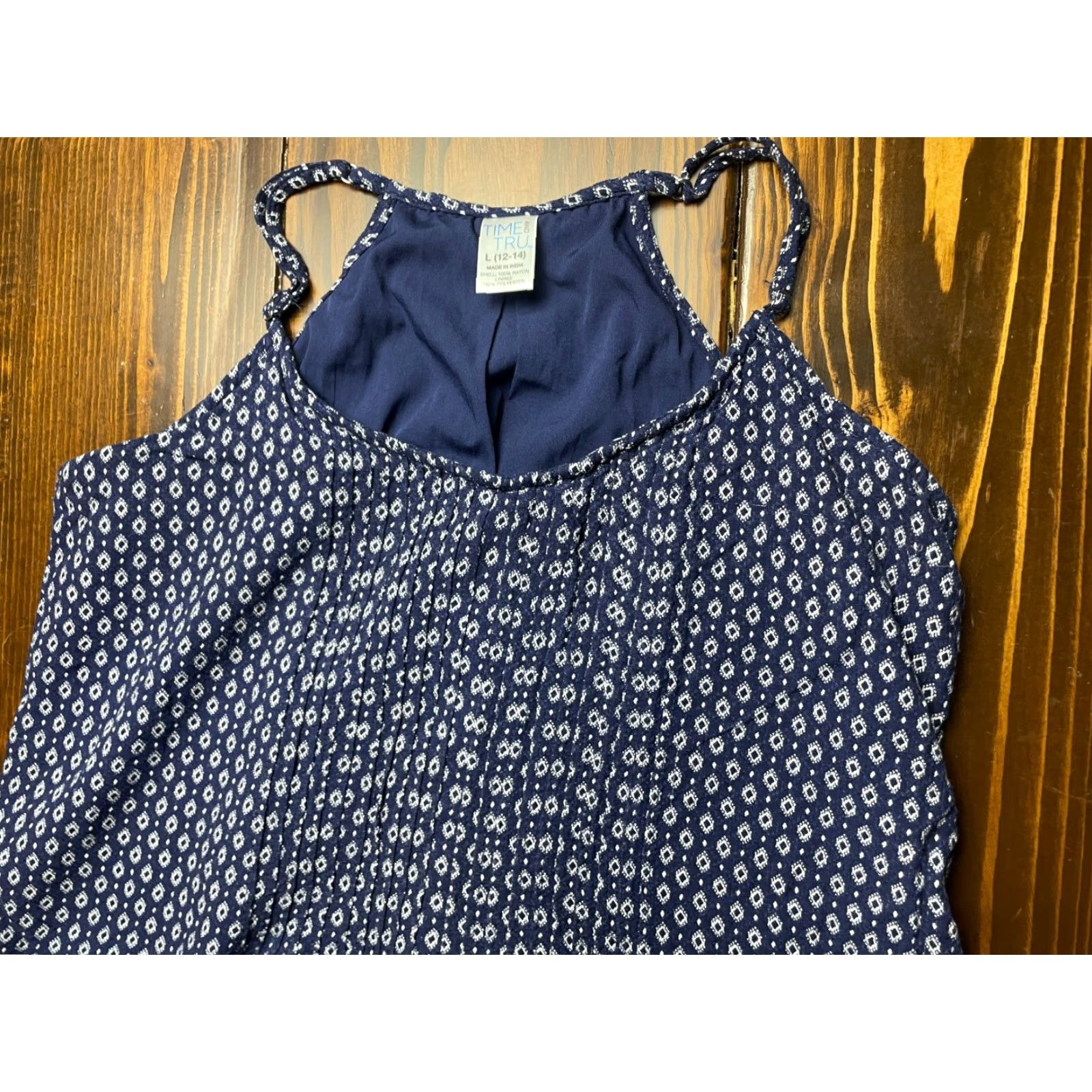 Vintage Time And Tru Shirt Women Large Blue White Sleeveless Halter Tunic Size L / US 10 / IT 46 - 3 Thumbnail