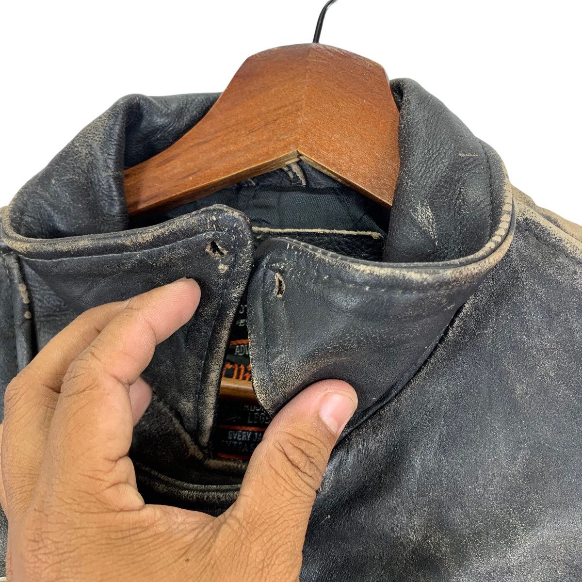 Genuine Leather 🔥🔥 VINTAGE CUIRS LEATHER BIKERS DOUBLE COLLAR JACKET Size US L / EU 52-54 / 3 - 5 Thumbnail