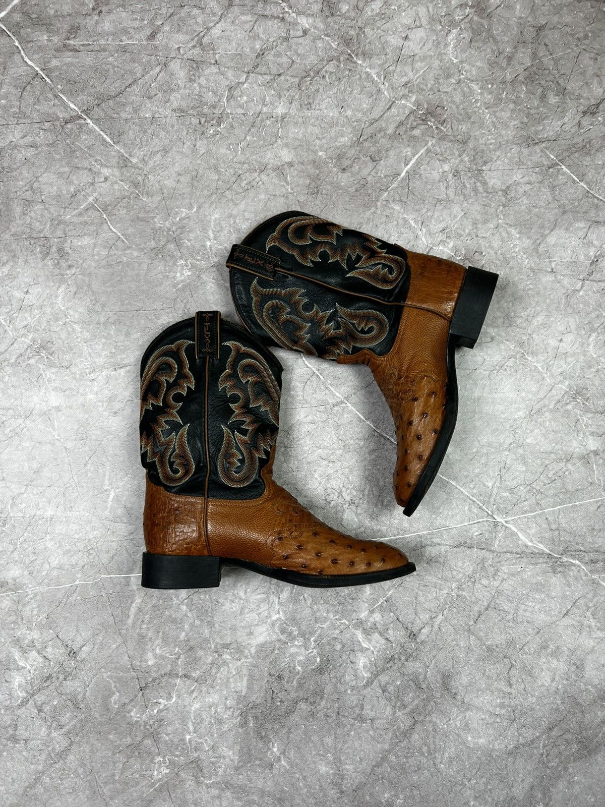 Tony Lama Tony Lama Black brown Ostrich Western Cowboy Boots Size US 9 / EU 42 - 3 Thumbnail